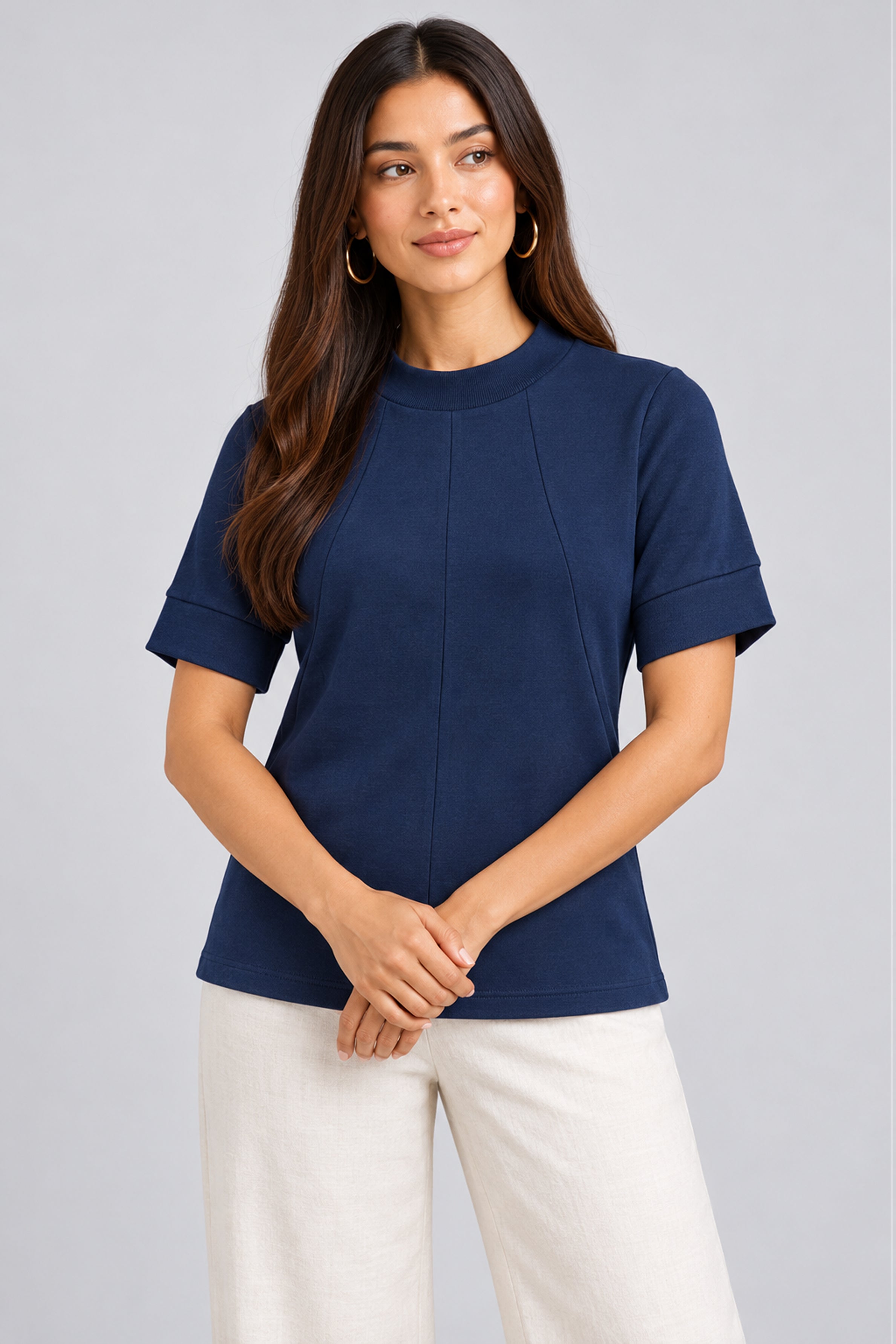 ENVOGUE Women's Formal Top - Navy