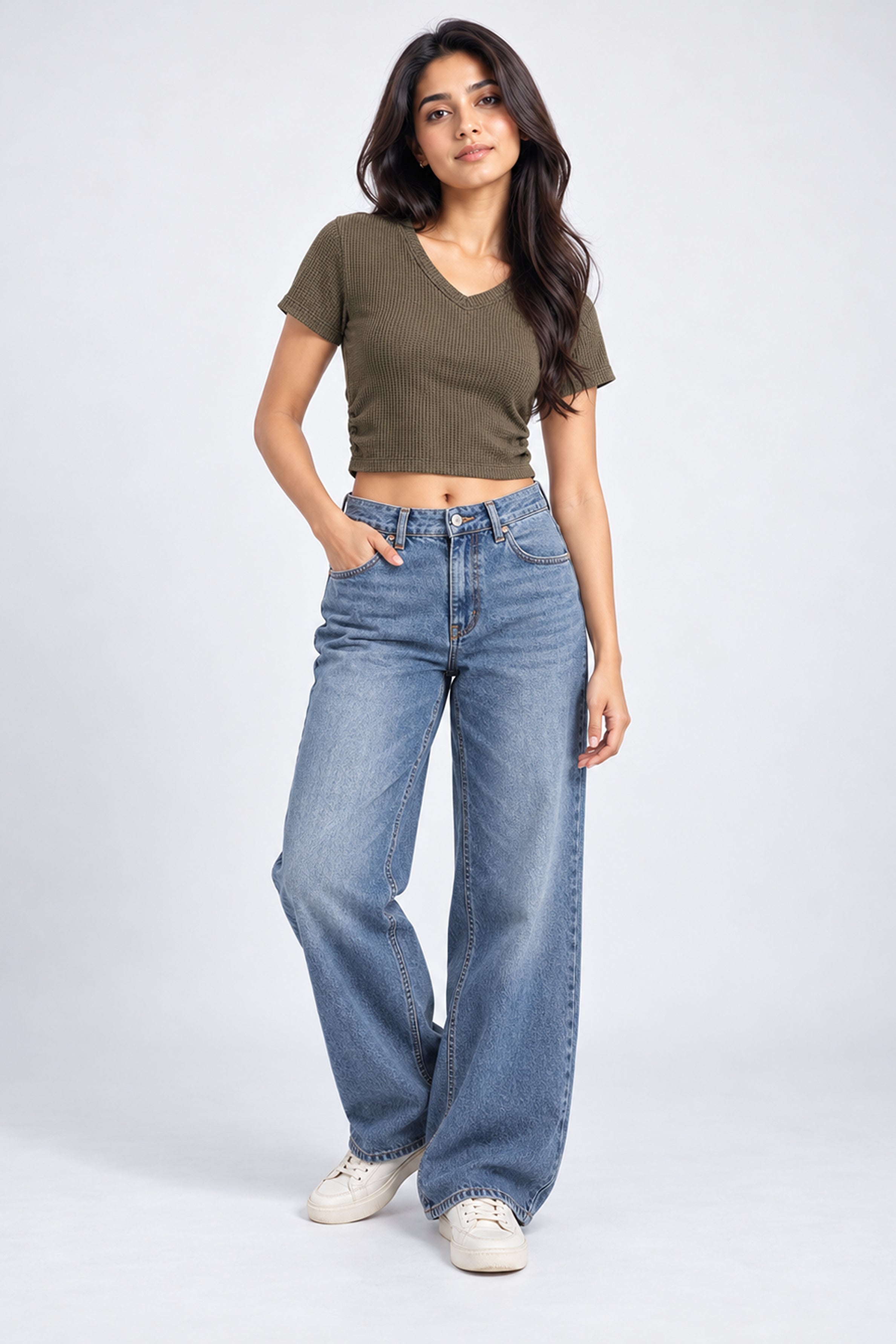 MODANO PETALS IN BLOOM Casual Top- Olive Green