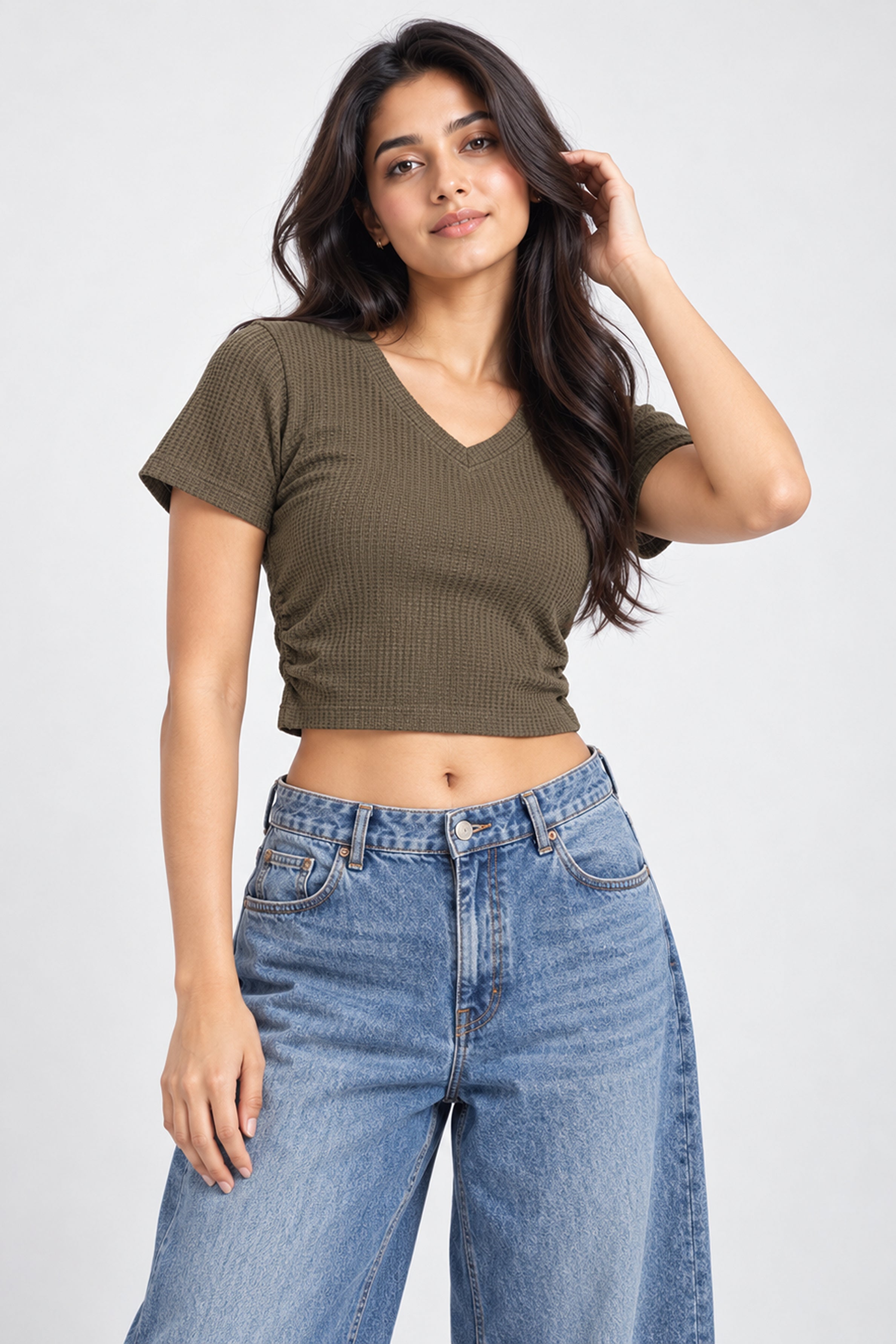 MODANO PETALS IN BLOOM Casual Top- Olive Green