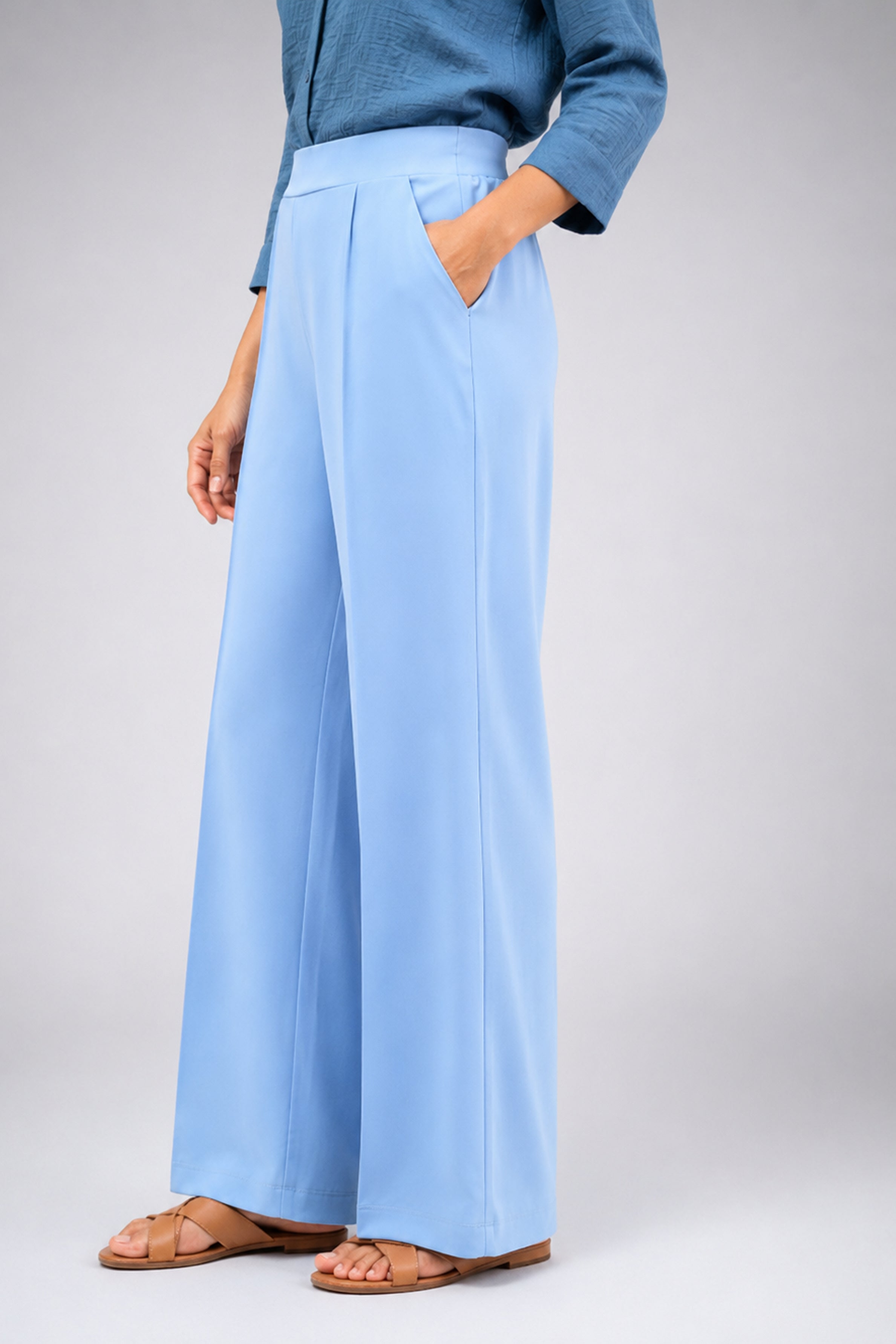 HADA Casual Relaxed Fit Pant - Blue
