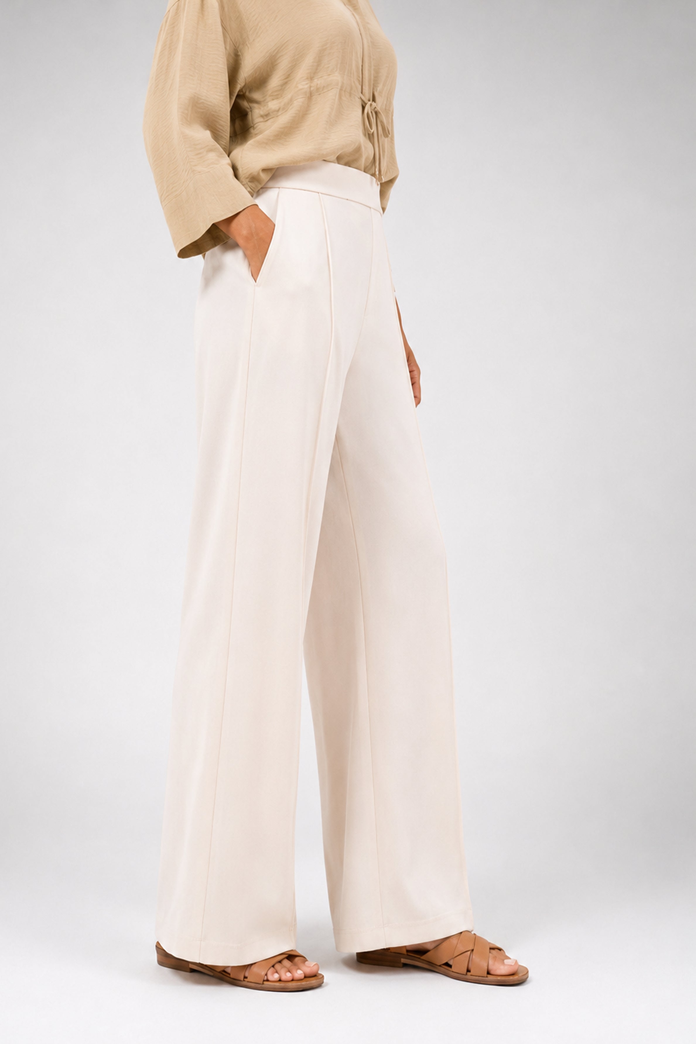 HADA Casual Relaxed Fit Pant - Cream