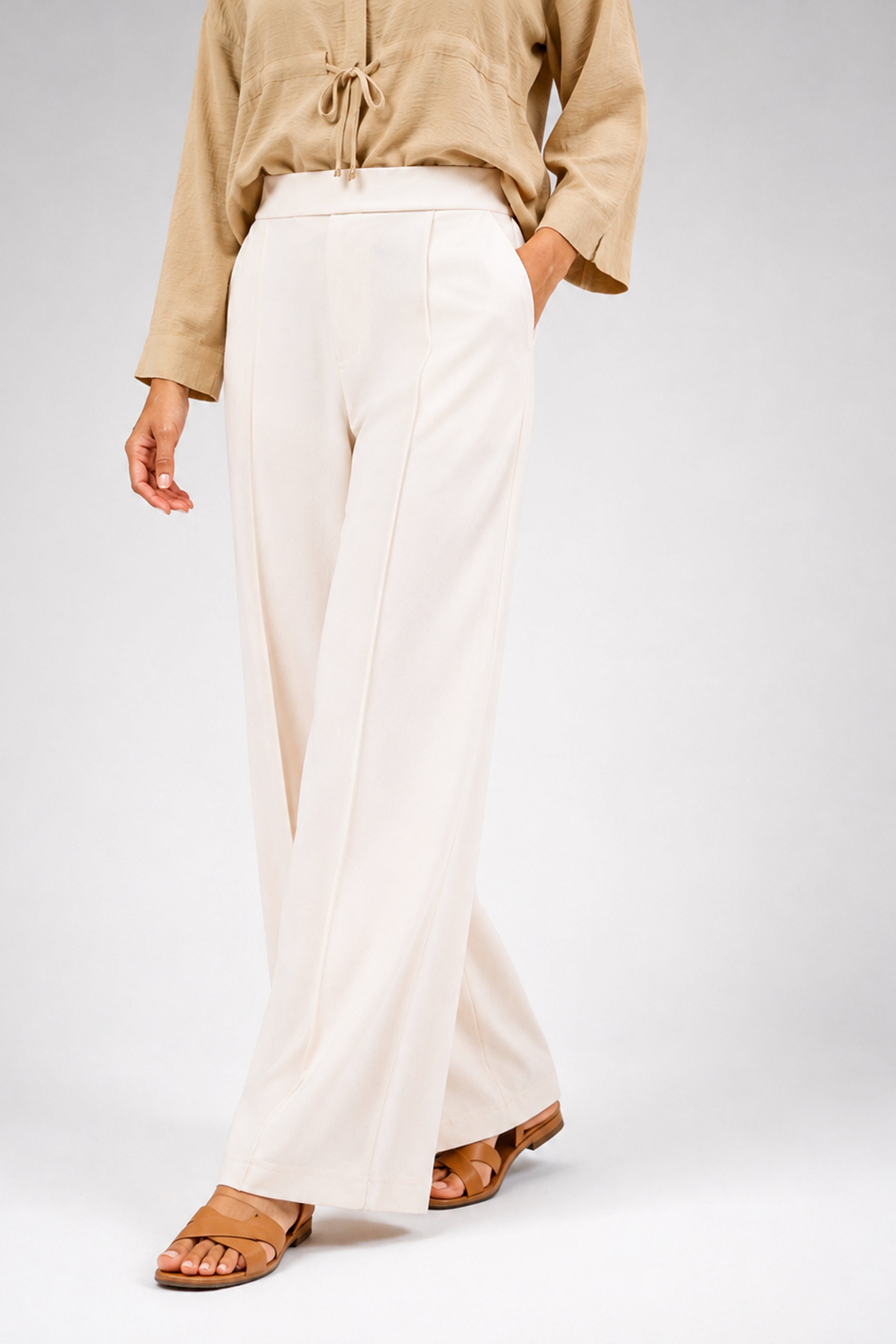 HADA Casual Relaxed Fit Pant - Cream