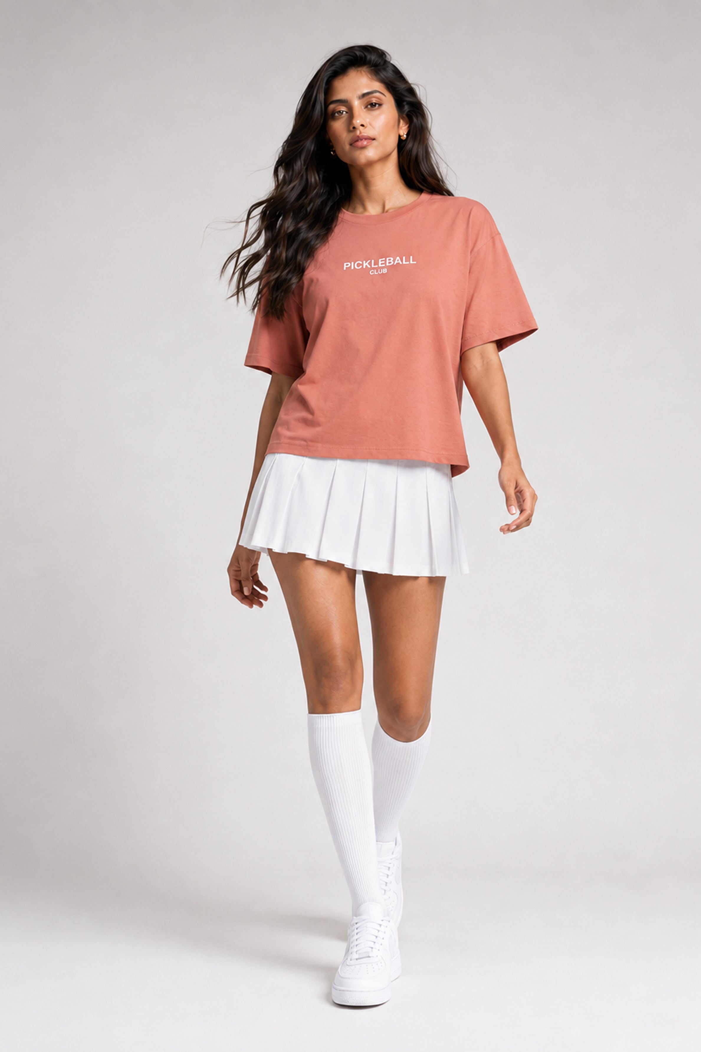 MODANO Pickleball Crew Neck Oversized Tees - Dull Rose