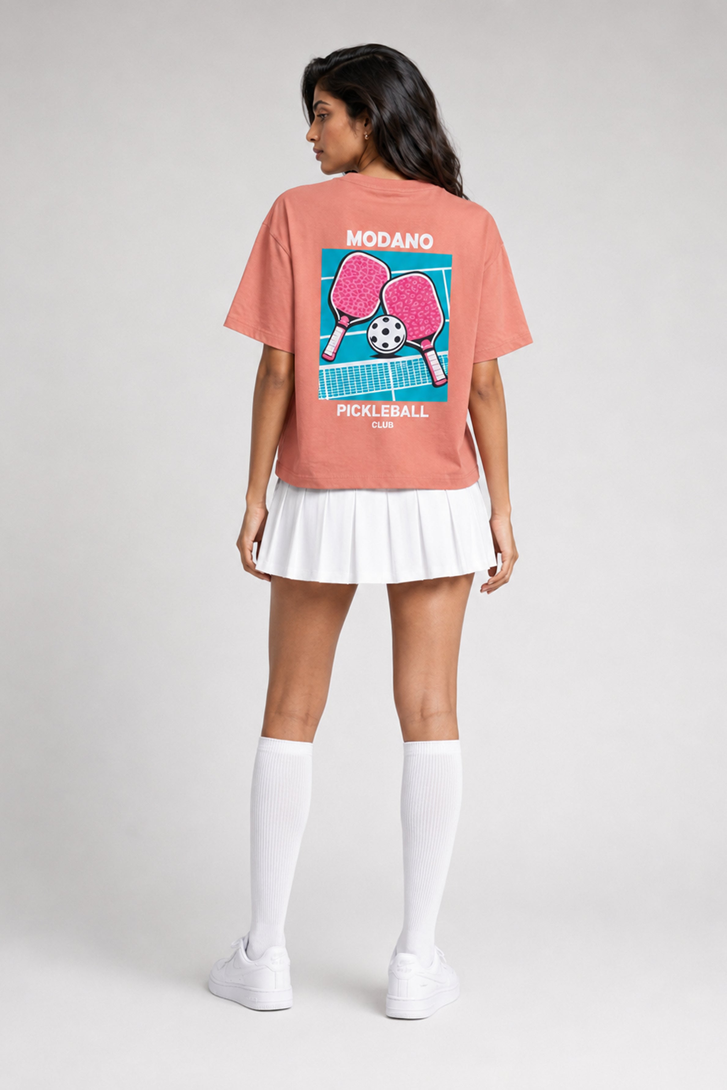MODANO Pickleball Crew Neck Oversized Tees - Dull Rose