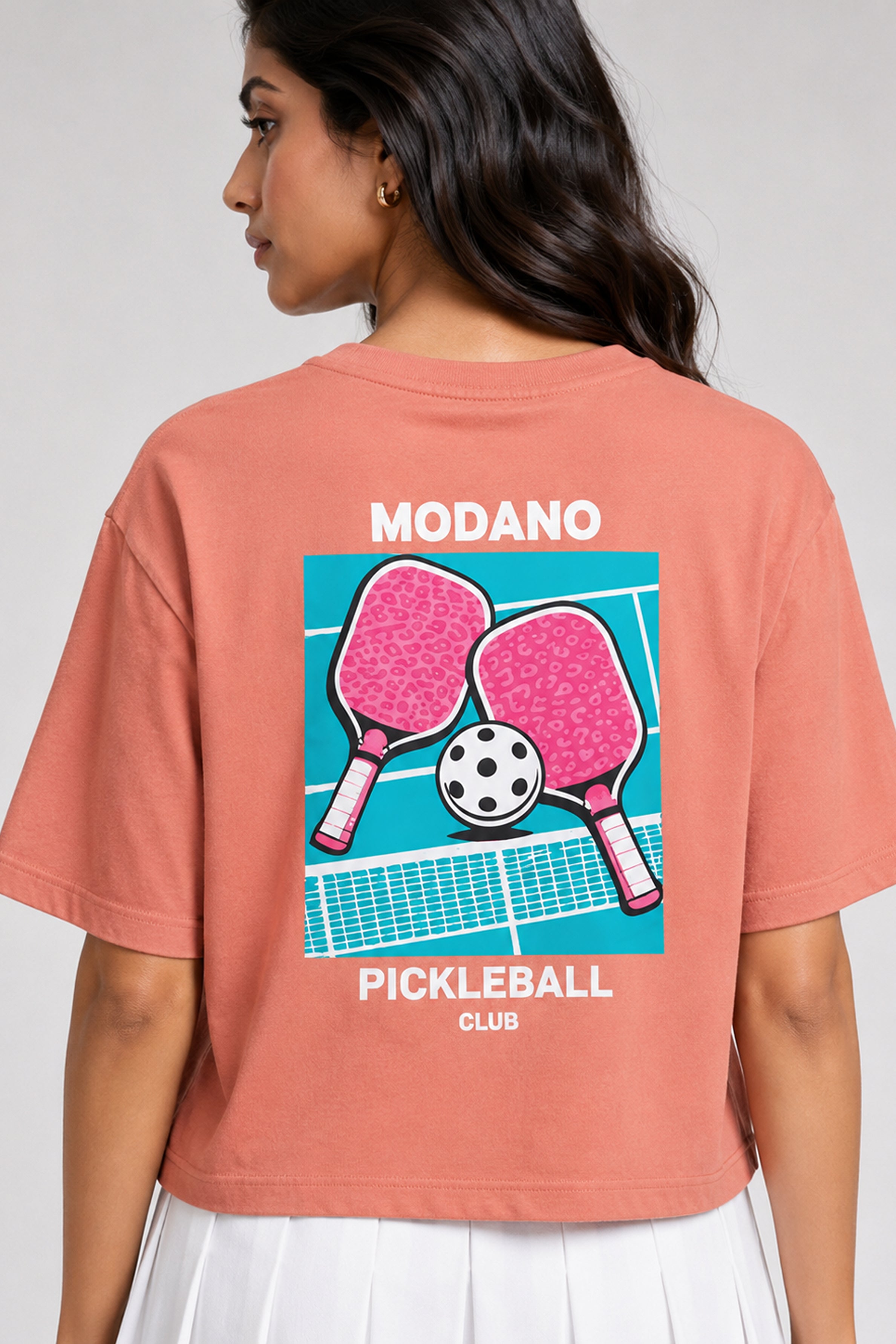 MODANO Pickleball Crew Neck Oversized Tees - Dull Rose
