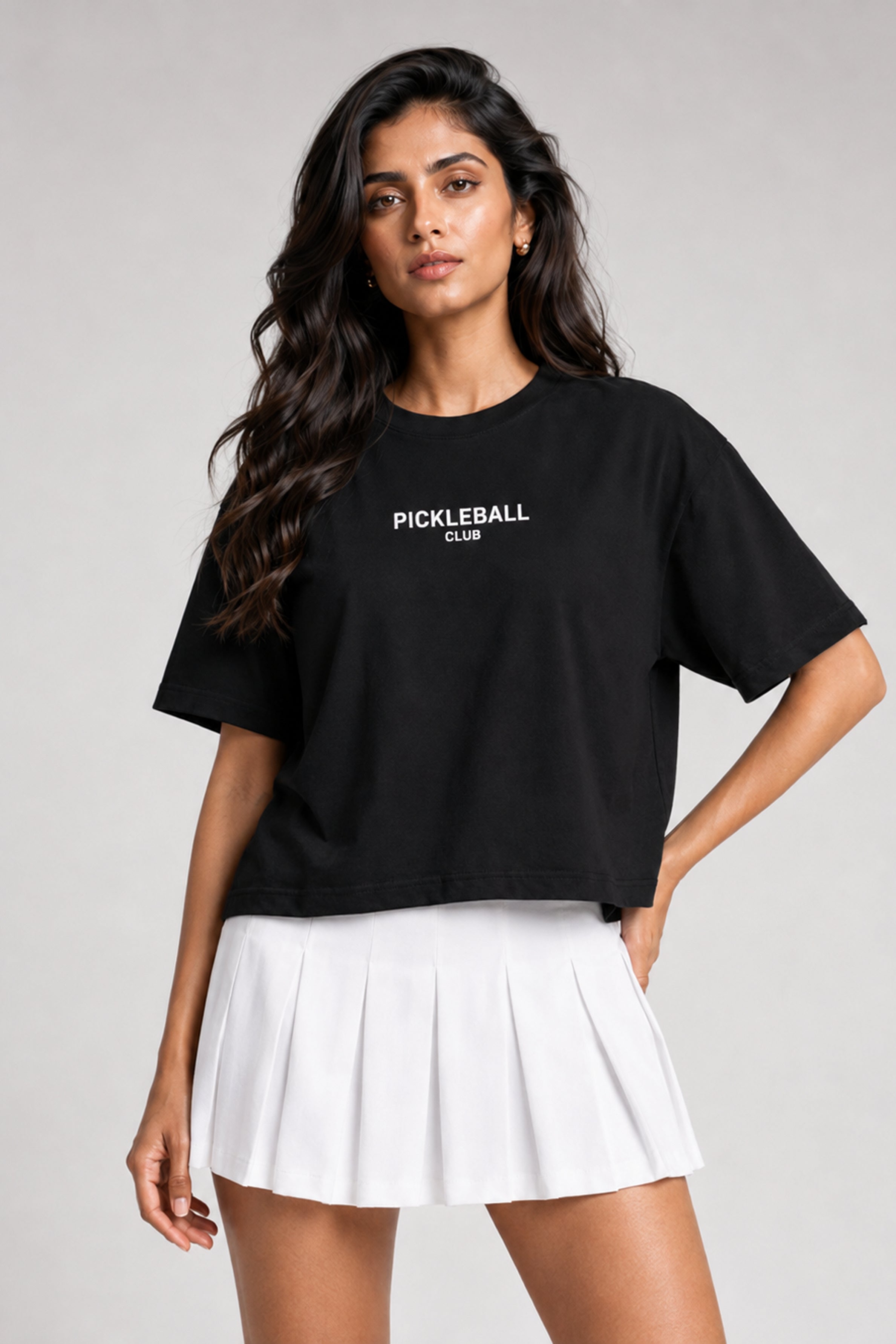 MODANO Pickleball Crew Neck Oversized Tees - Black