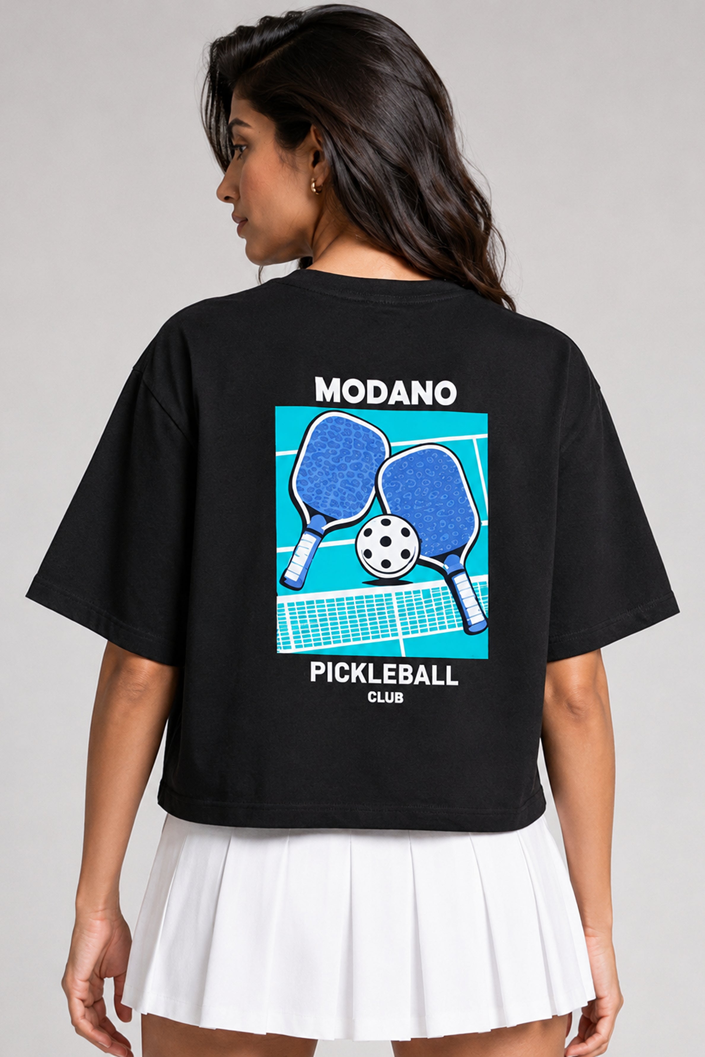 MODANO Pickleball Crew Neck Oversized Tees - Black