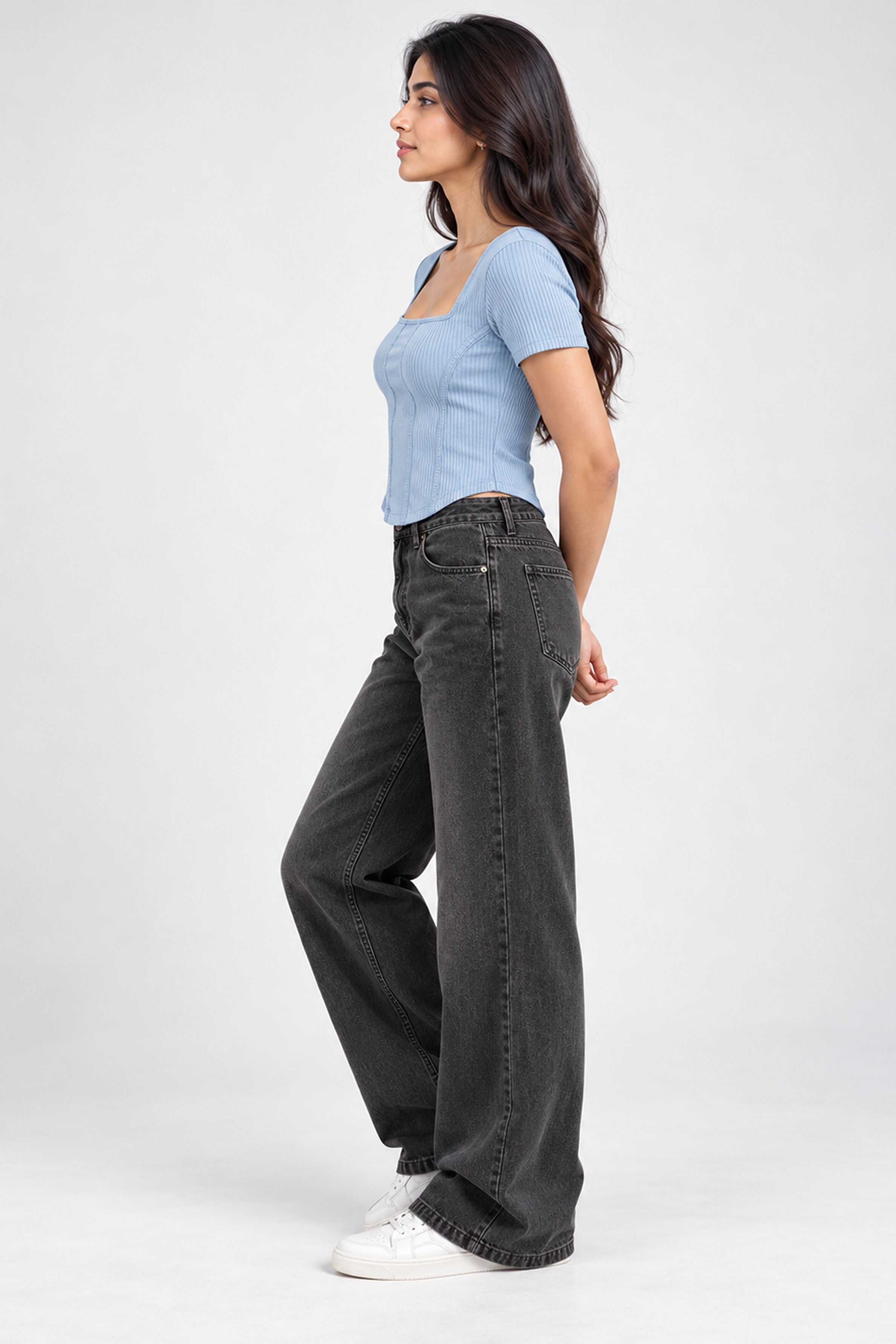 MODANO PETALS IN BLOOM Casual Top - Light Blue
