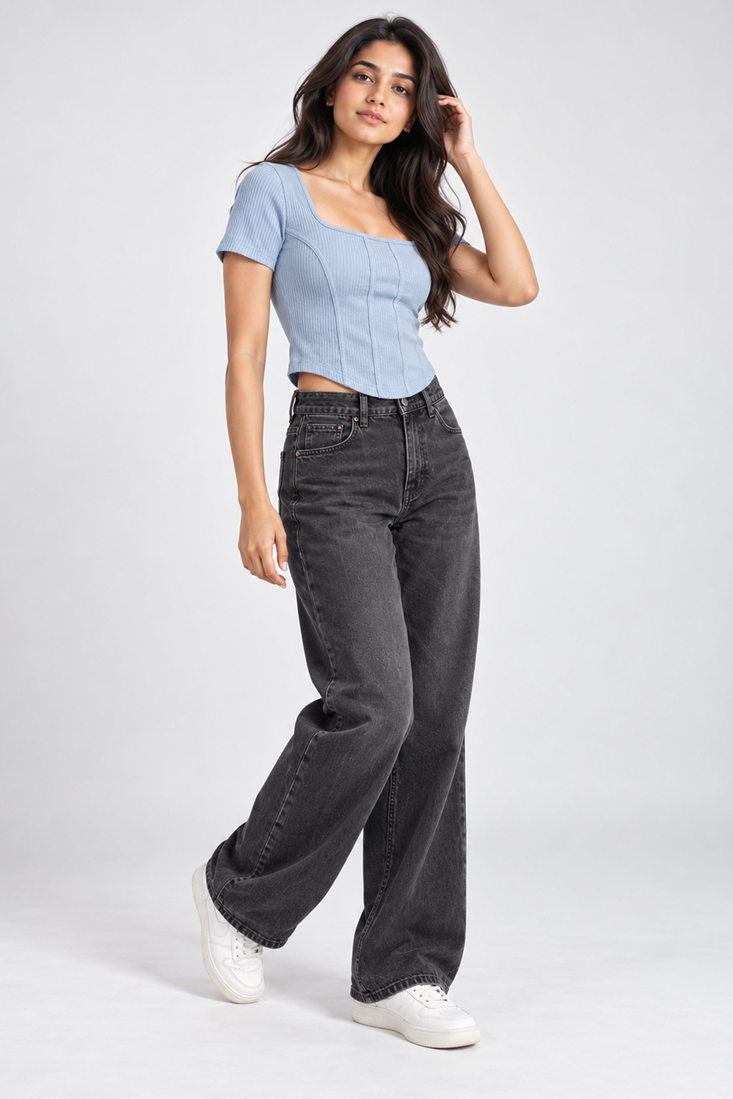MODANO PETALS IN BLOOM Casual Top - Light Blue