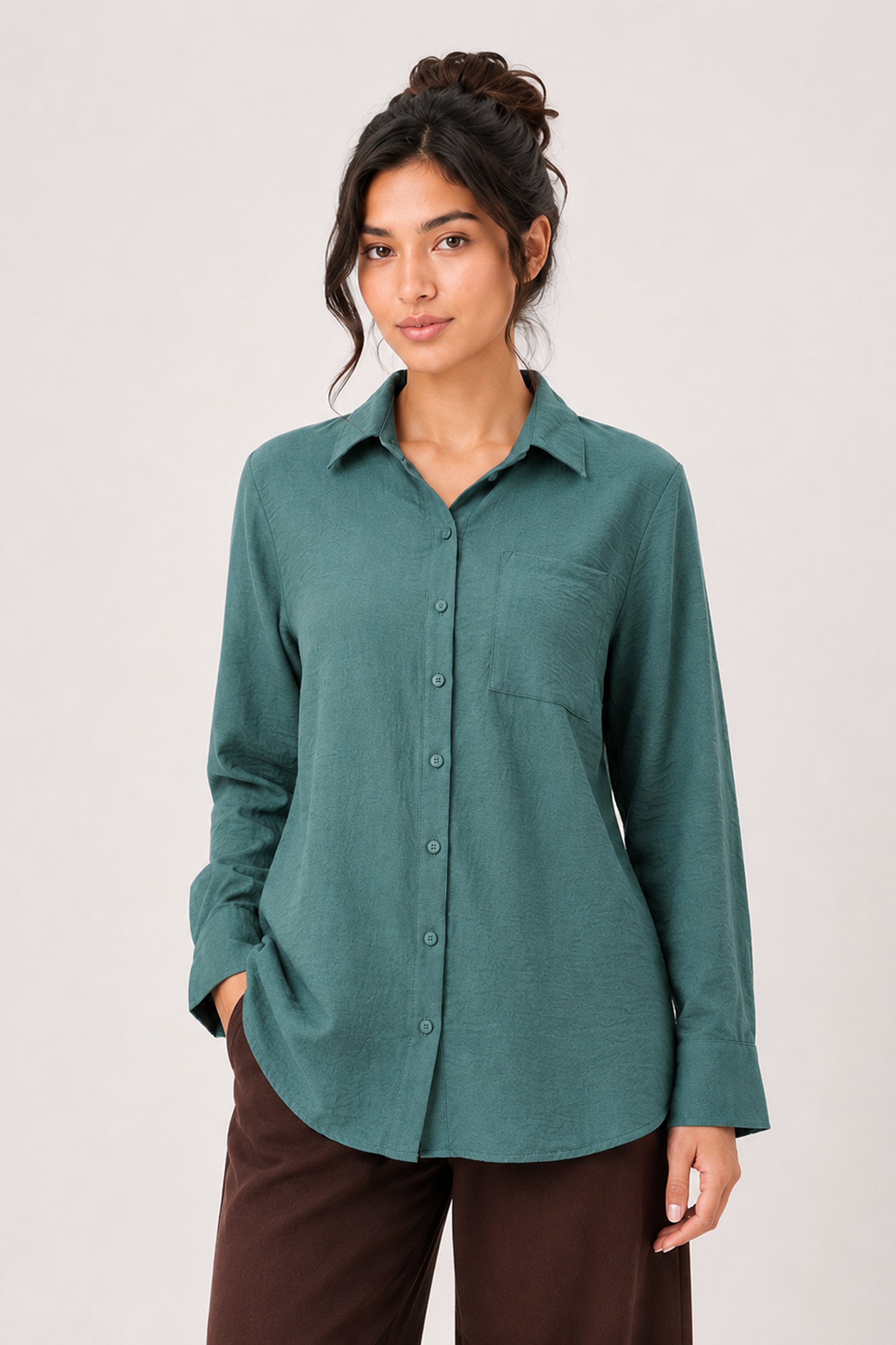 Modano Women's Casual Shirt - Dark Green