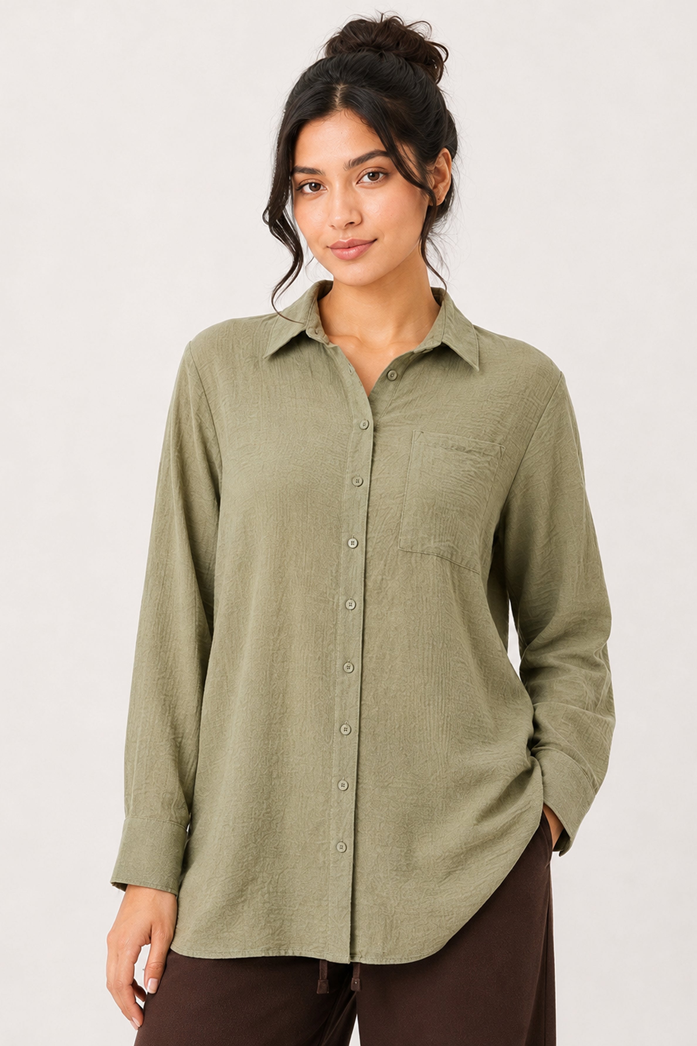 Modano Women's Casual Shirt - Light Green