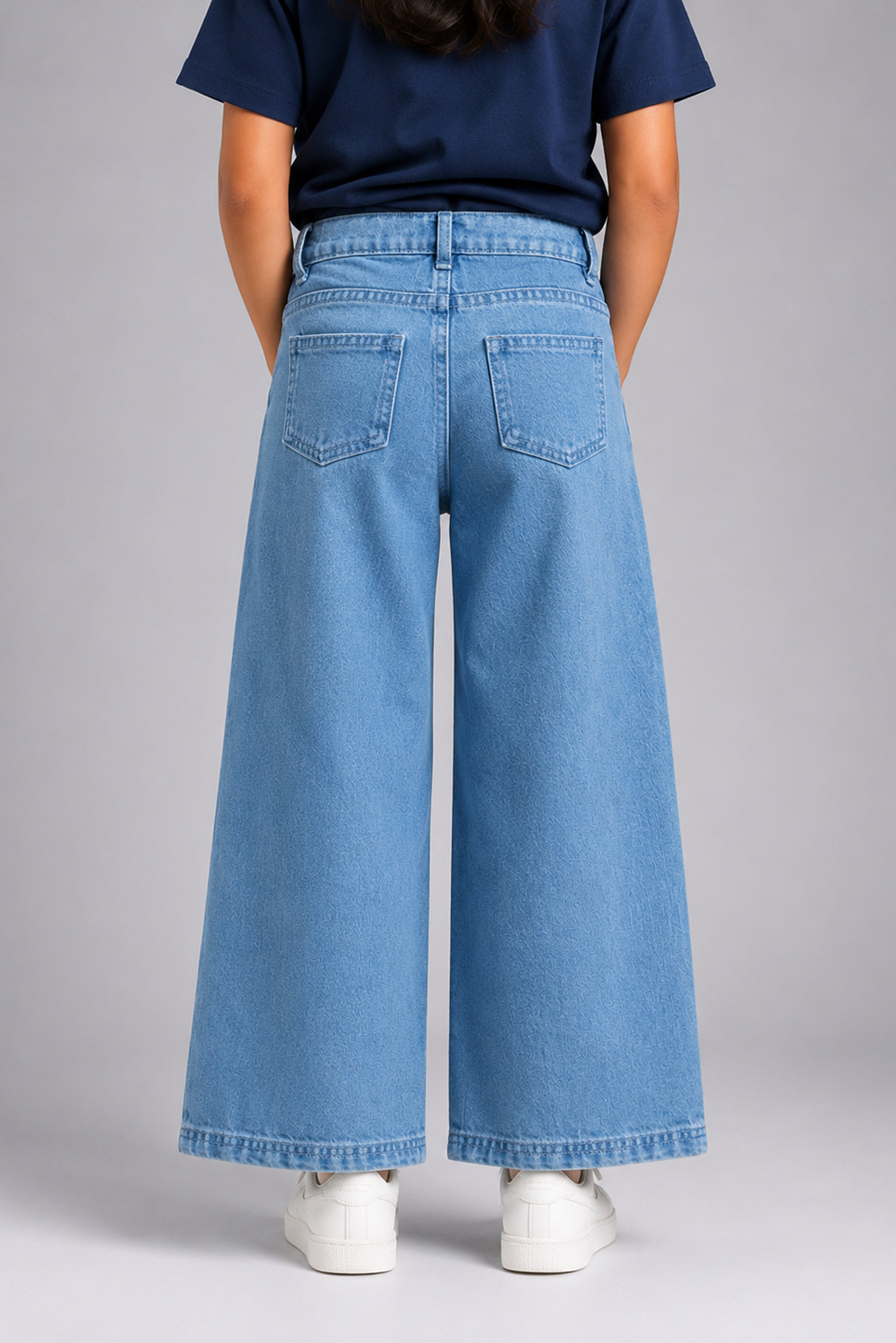 LITTLE MODANO Girls' Denim Pants - Light Blue