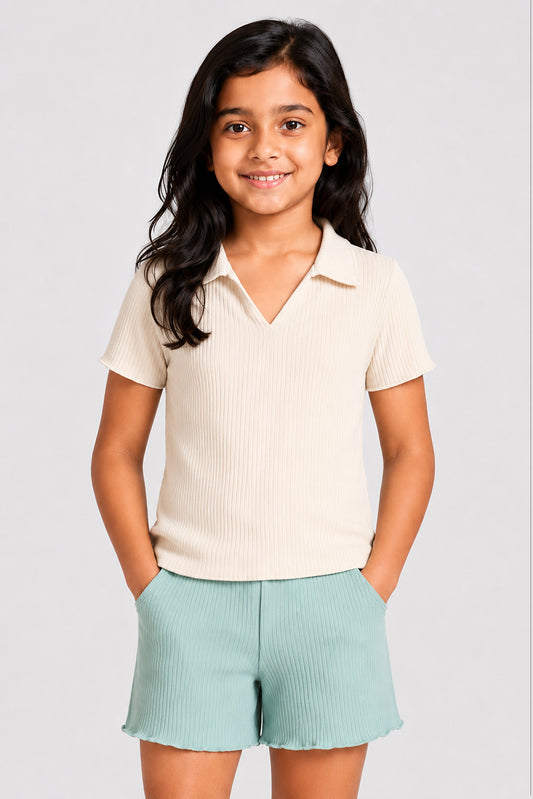 LITTLE MODANO Girls' Beige Top
