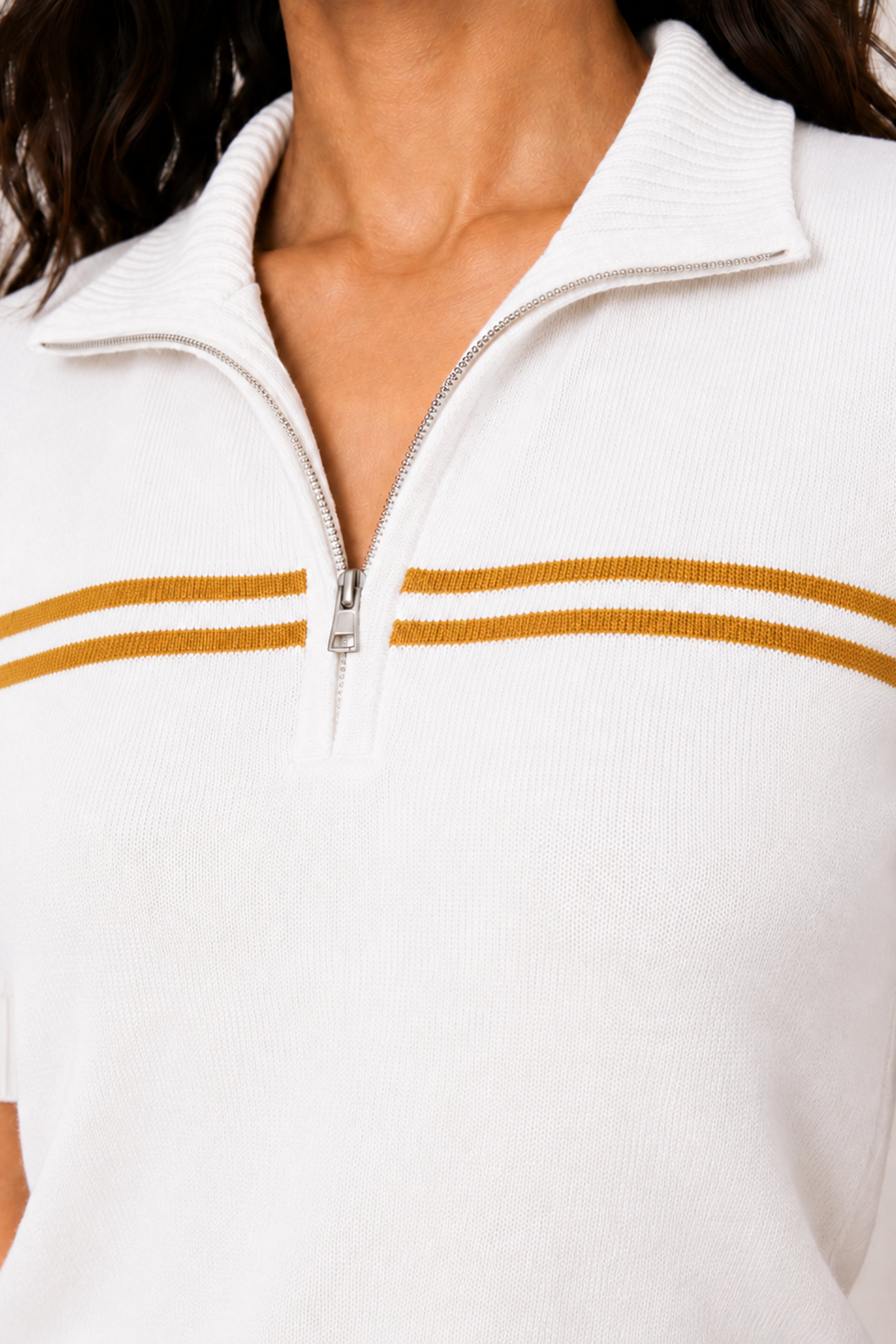 MODANO Regular Fit Half-Zip Tees - White