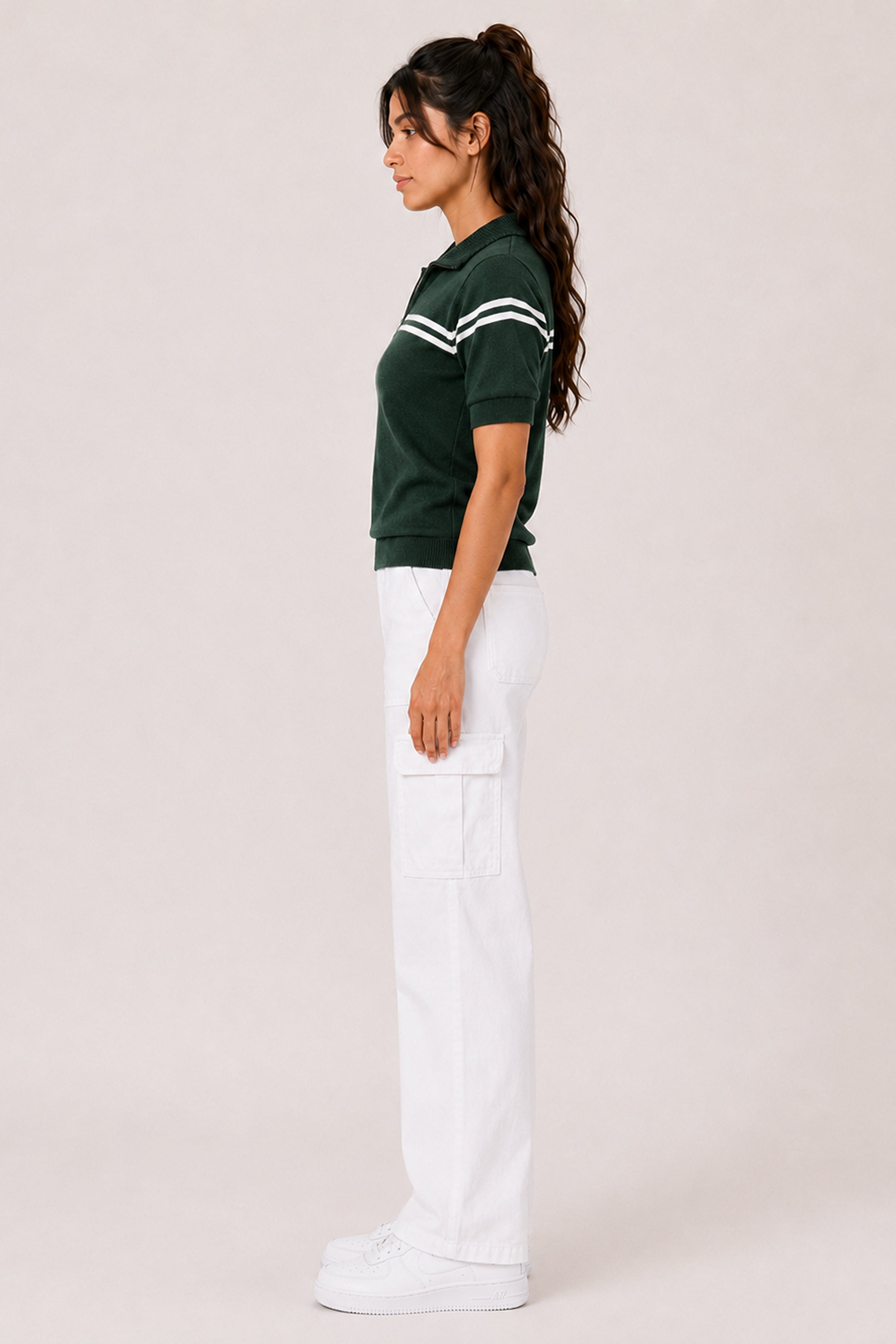 MODANO Regular Fit Half-Zip Tees - Green
