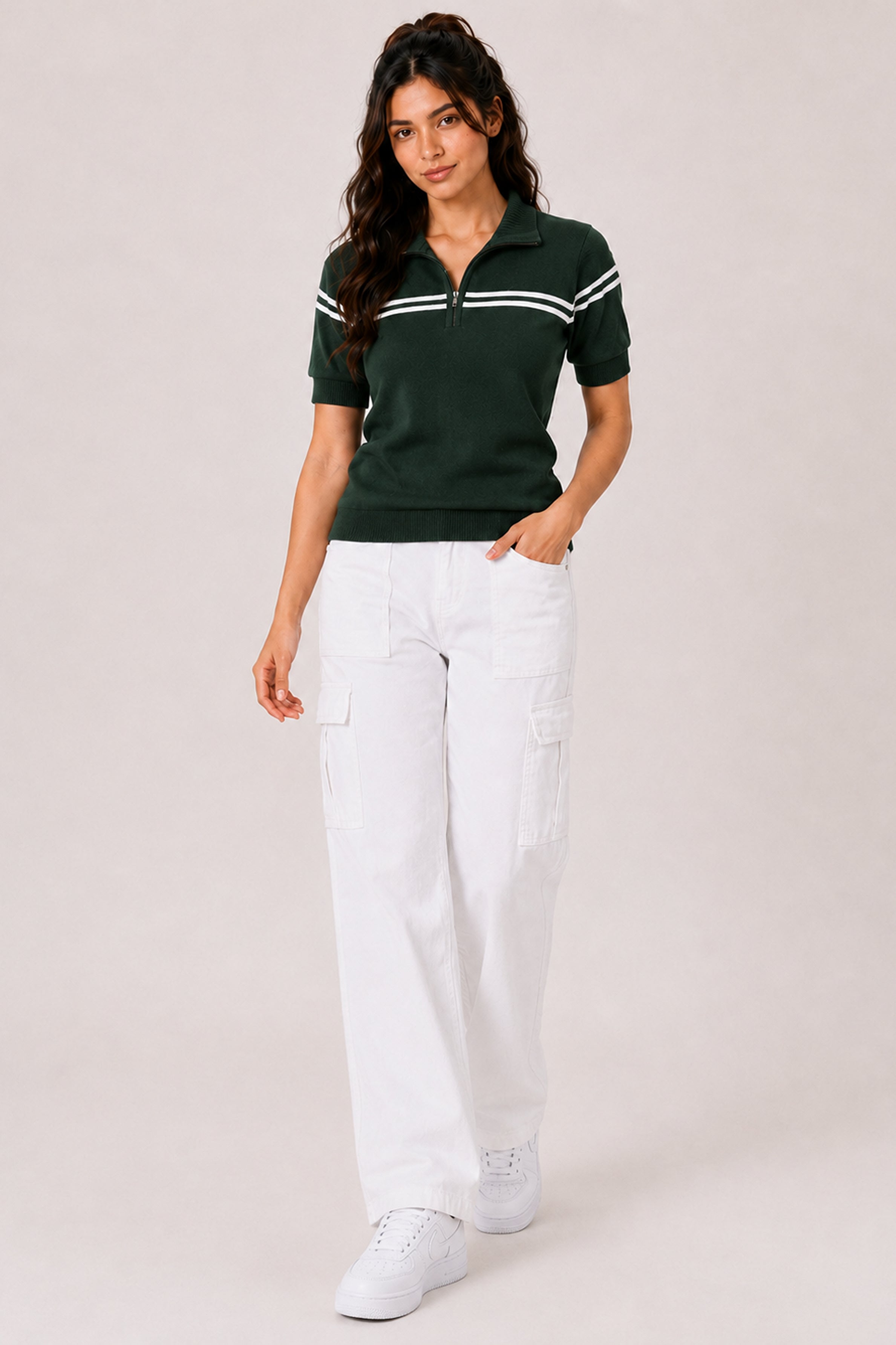 MODANO Women's Green Half-Zip Tee