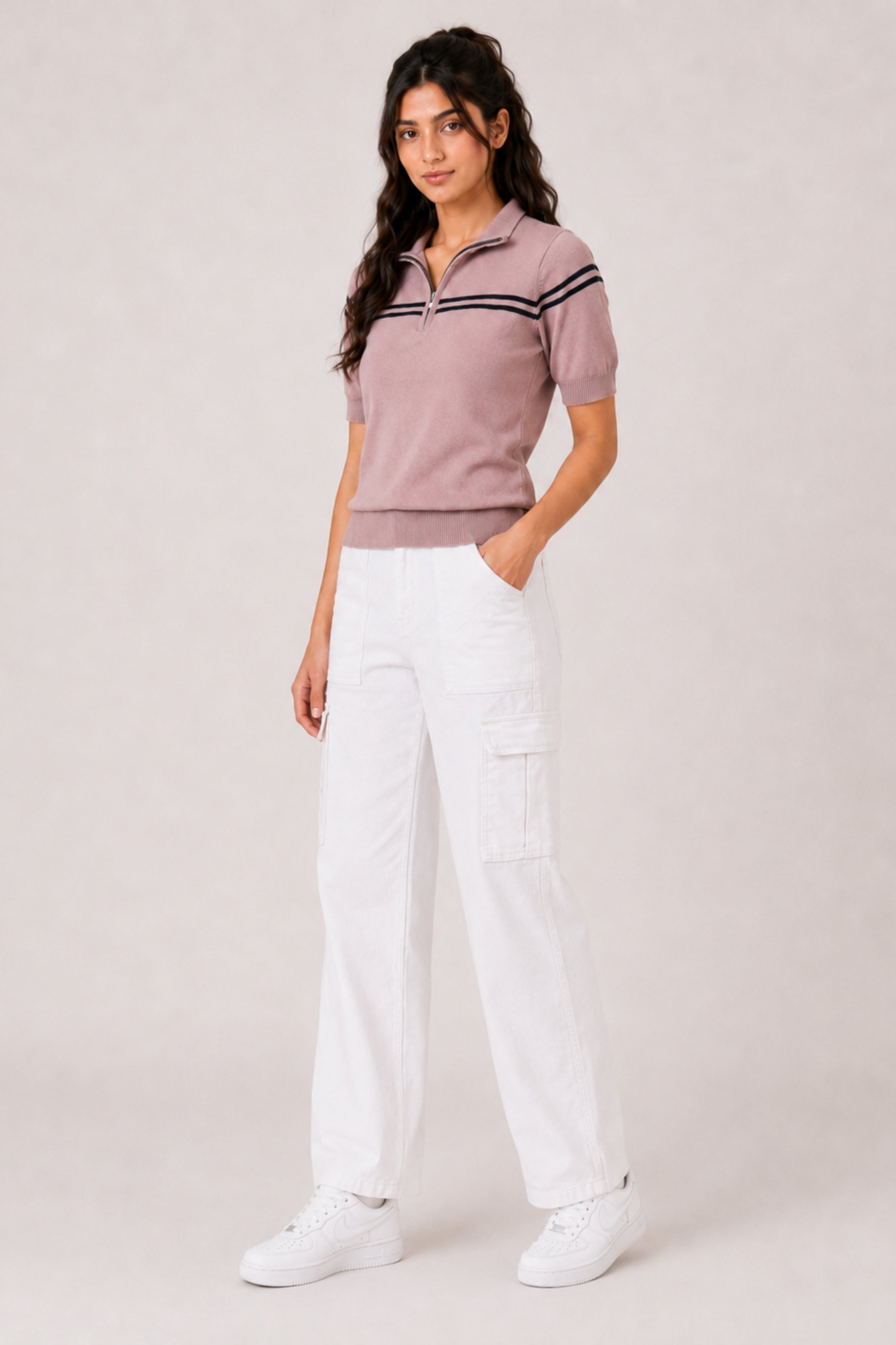 MODANO Women's Peach Half-Zip Tee