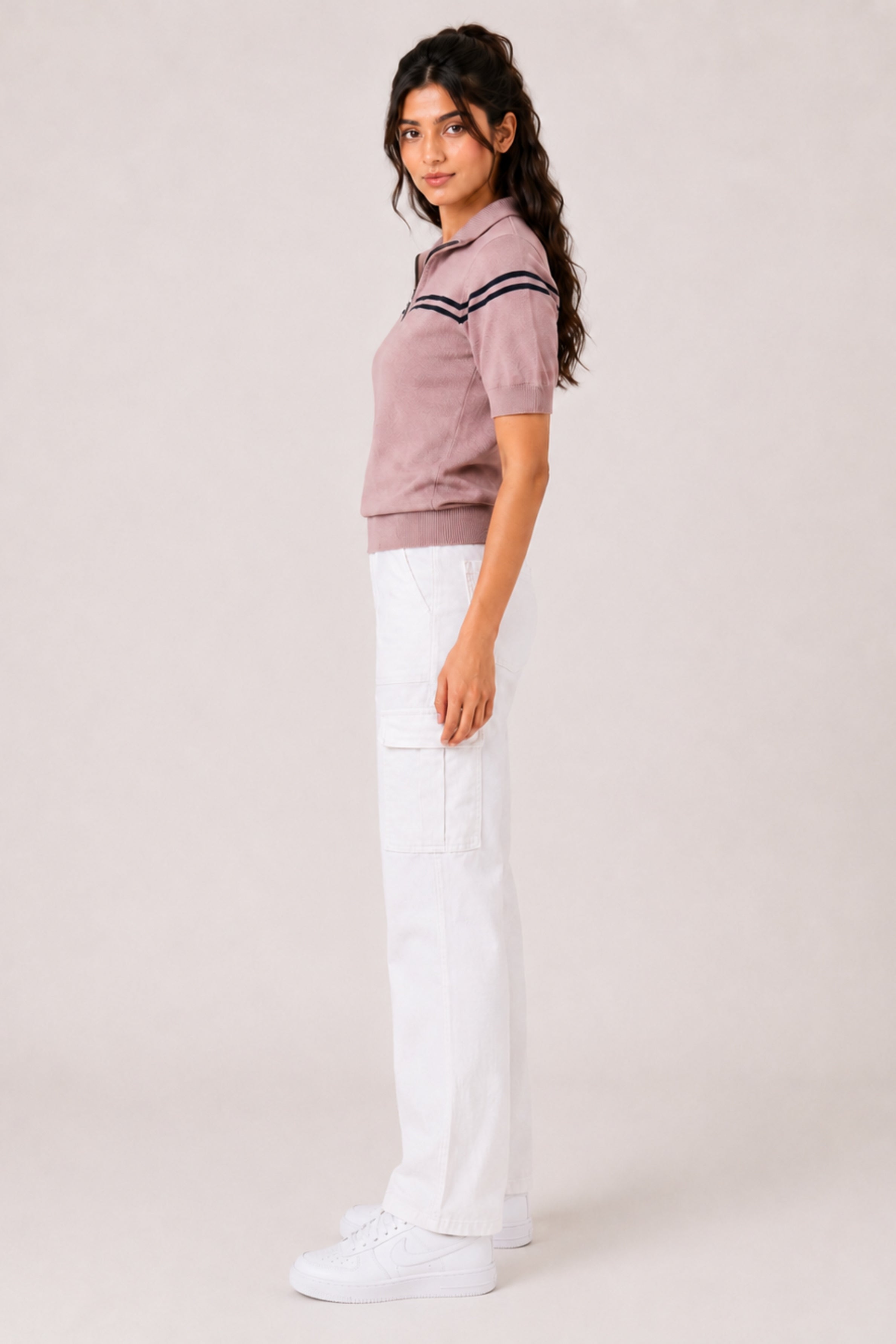 MODANO Women's Peach Half-Zip Tee