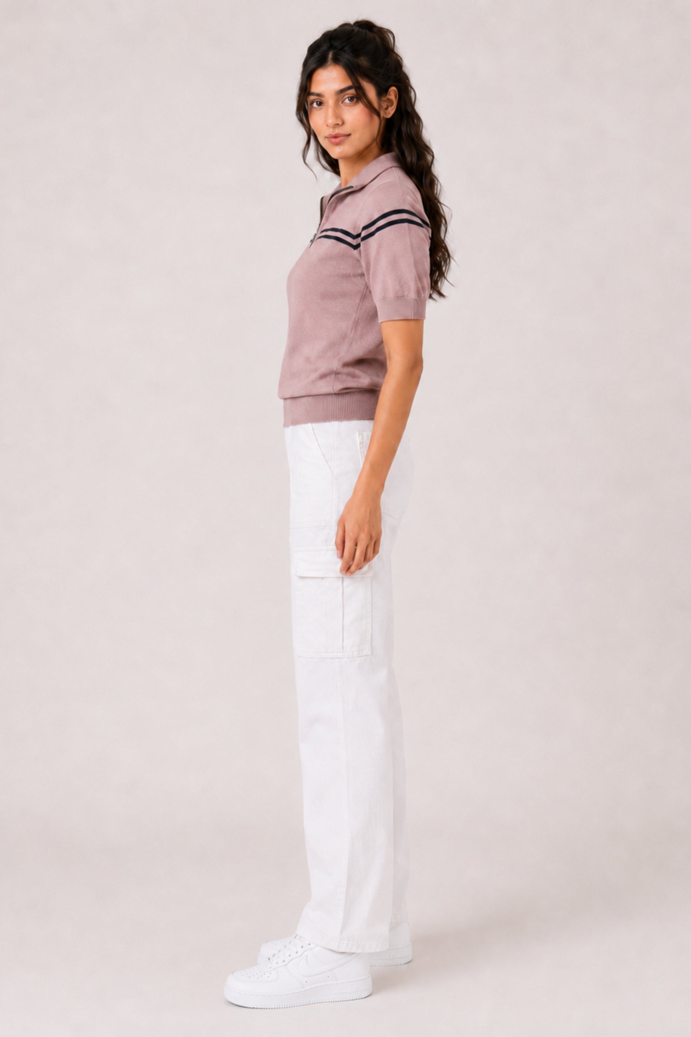 MODANO Women's Peach Half-Zip Tee