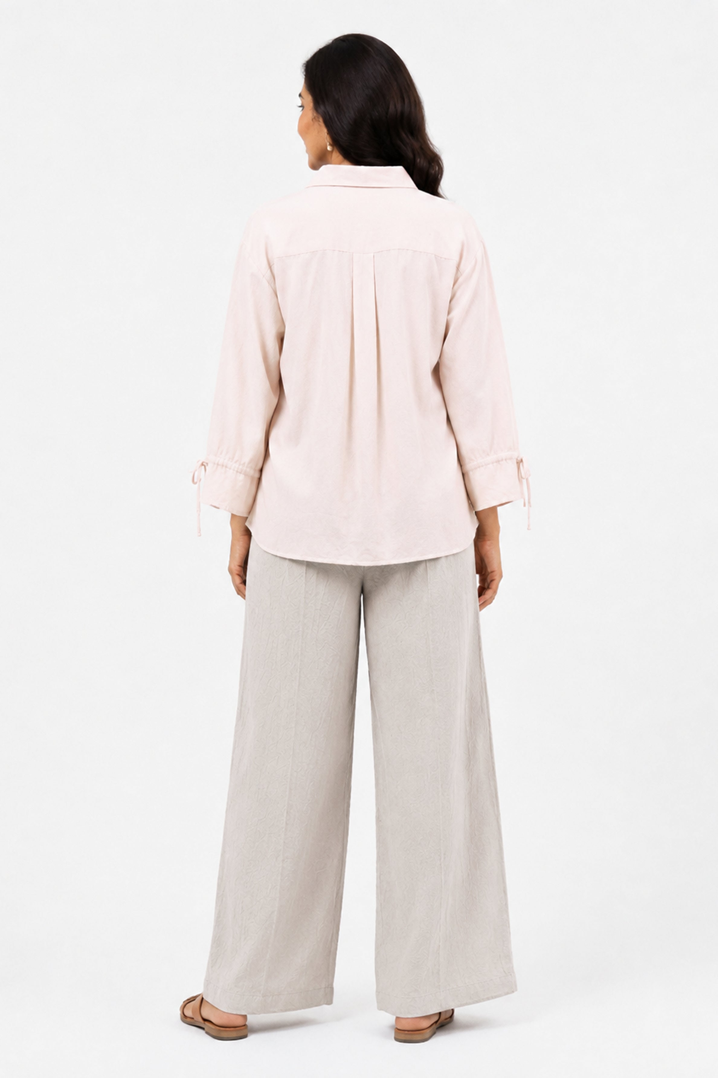 HADA Casual Relaxed Fit Button-Front Top - Rose