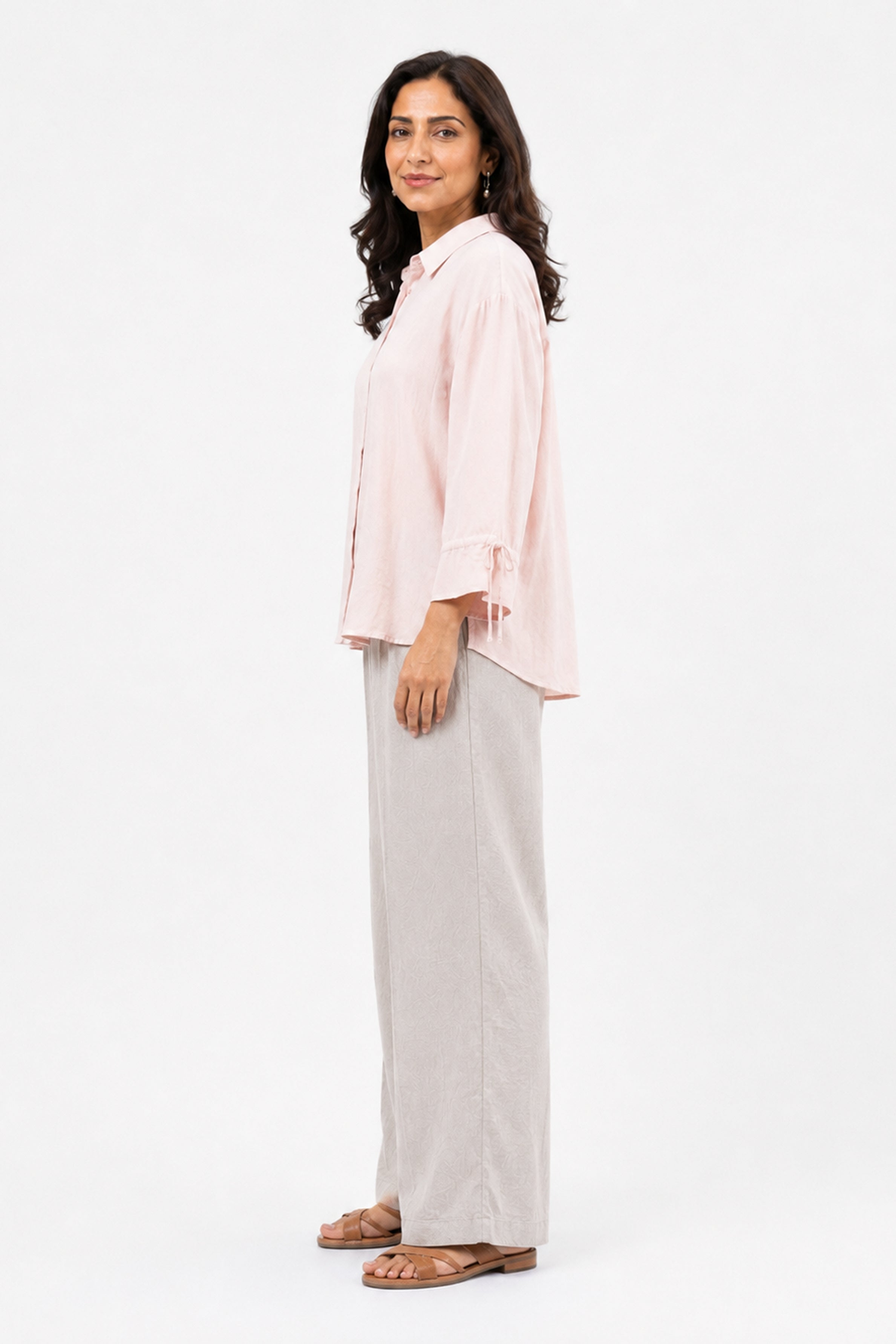 HADA Casual Relaxed Fit Button-Front Top - Rose