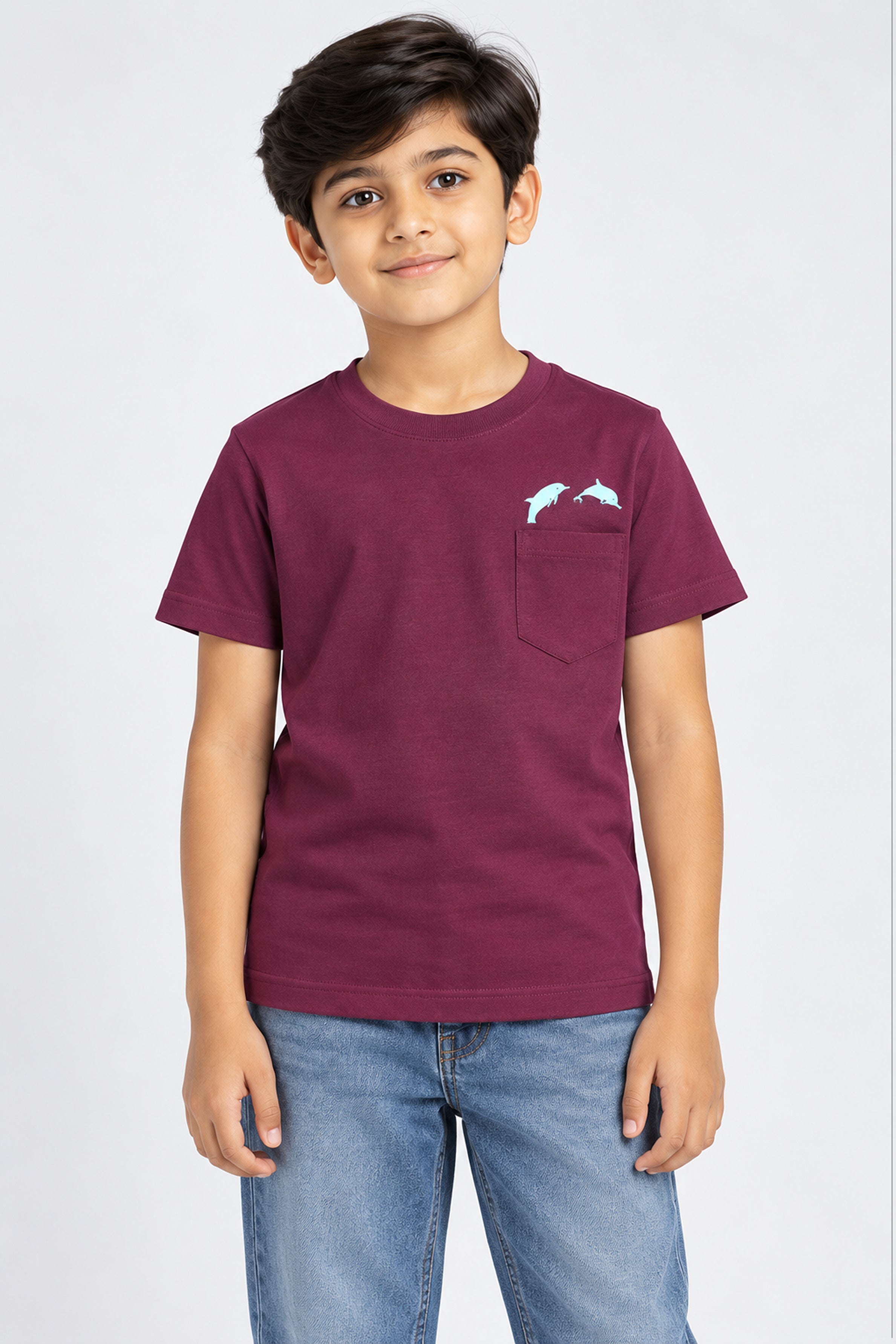 CORE Kid's Boys Crew Neck Tees - Maroon