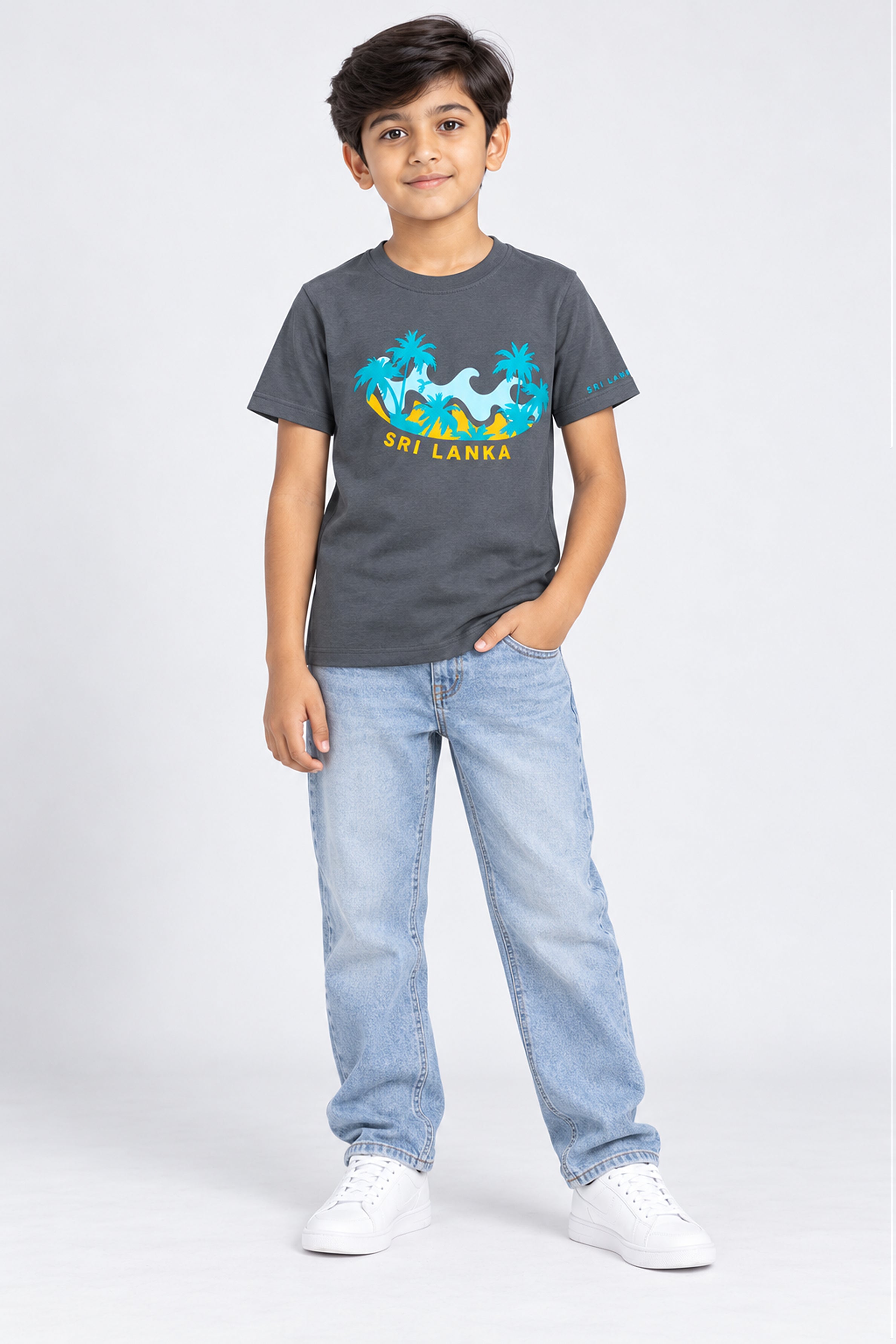 CORE Kid's Boys Crew Neck Tees - Dark Gray