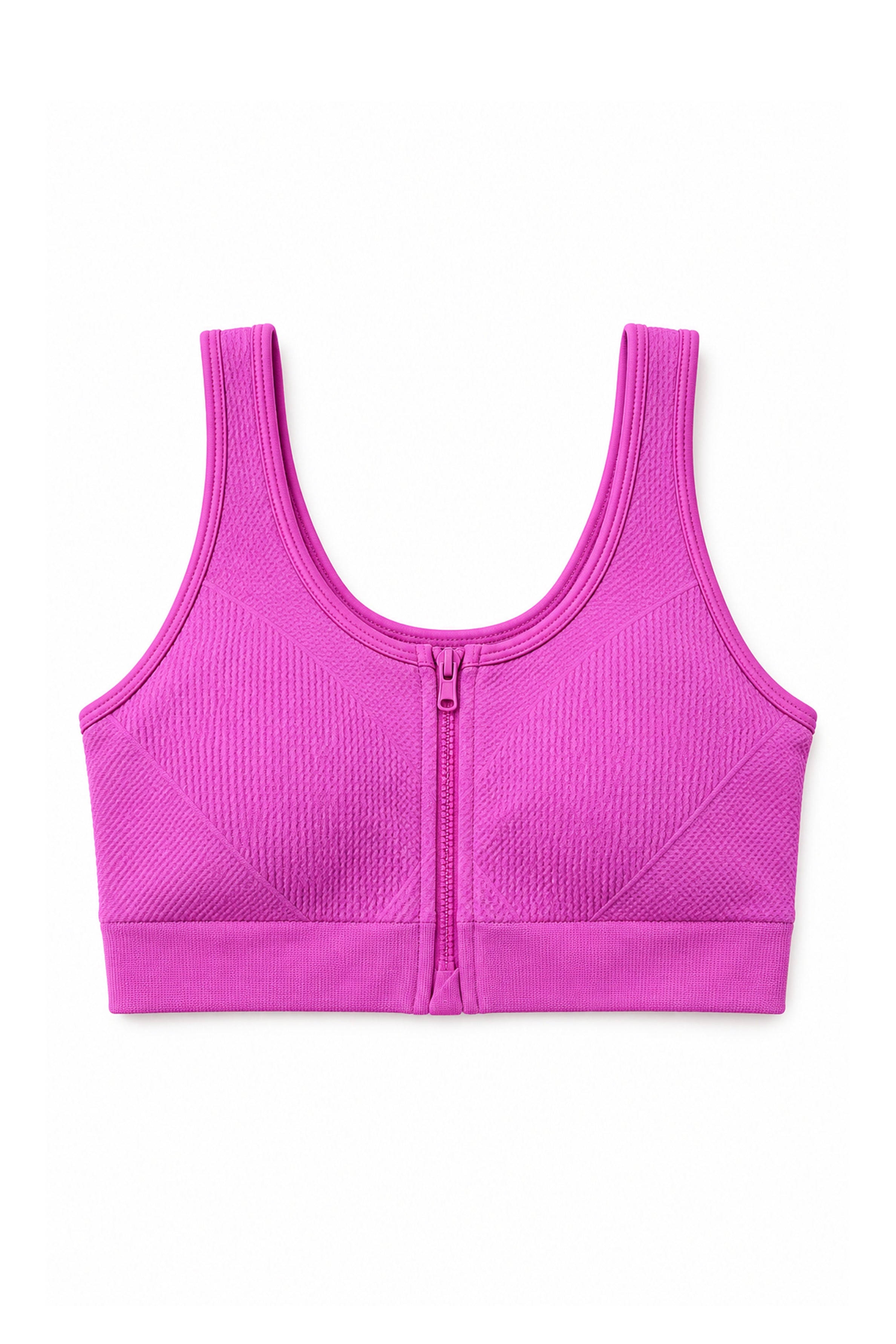 Women's Front Zip Padded Sports Bra - Pink