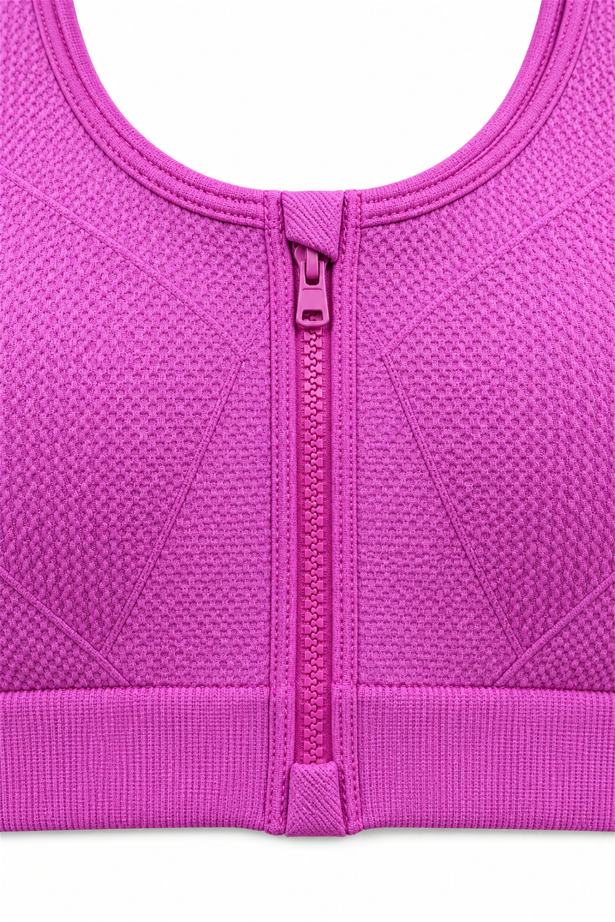 Women's Front Zip Padded Sports Bra - Pink