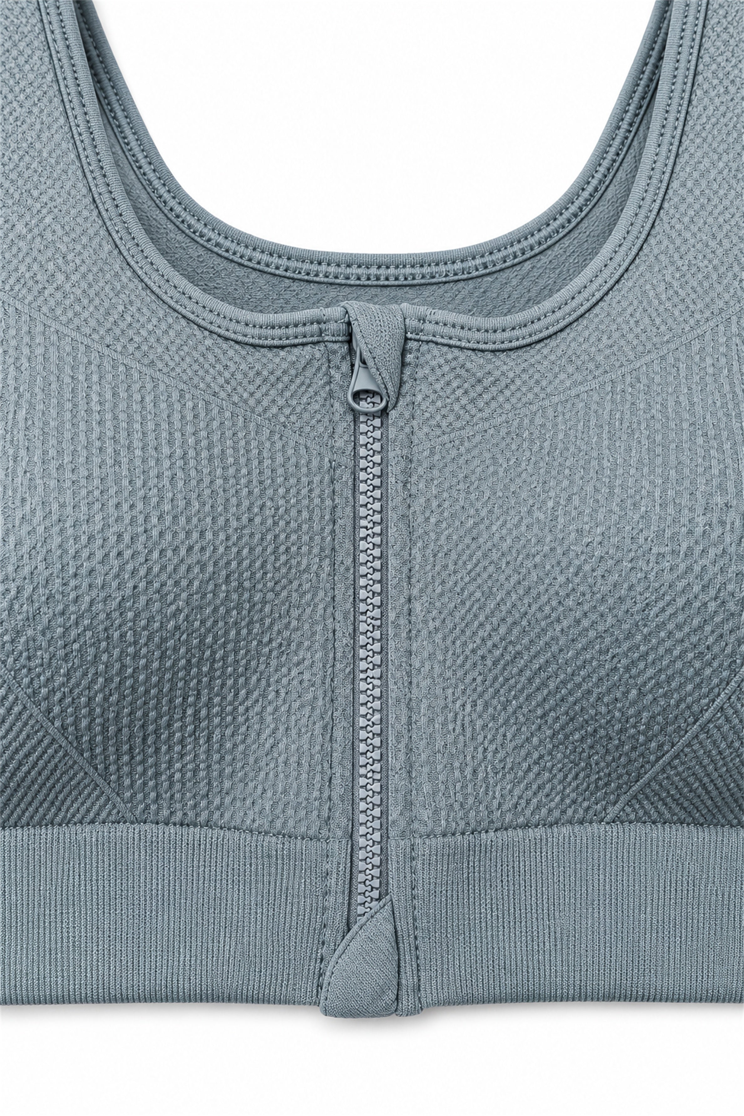 Women's Front Zip Padded Sports Bra - Grey