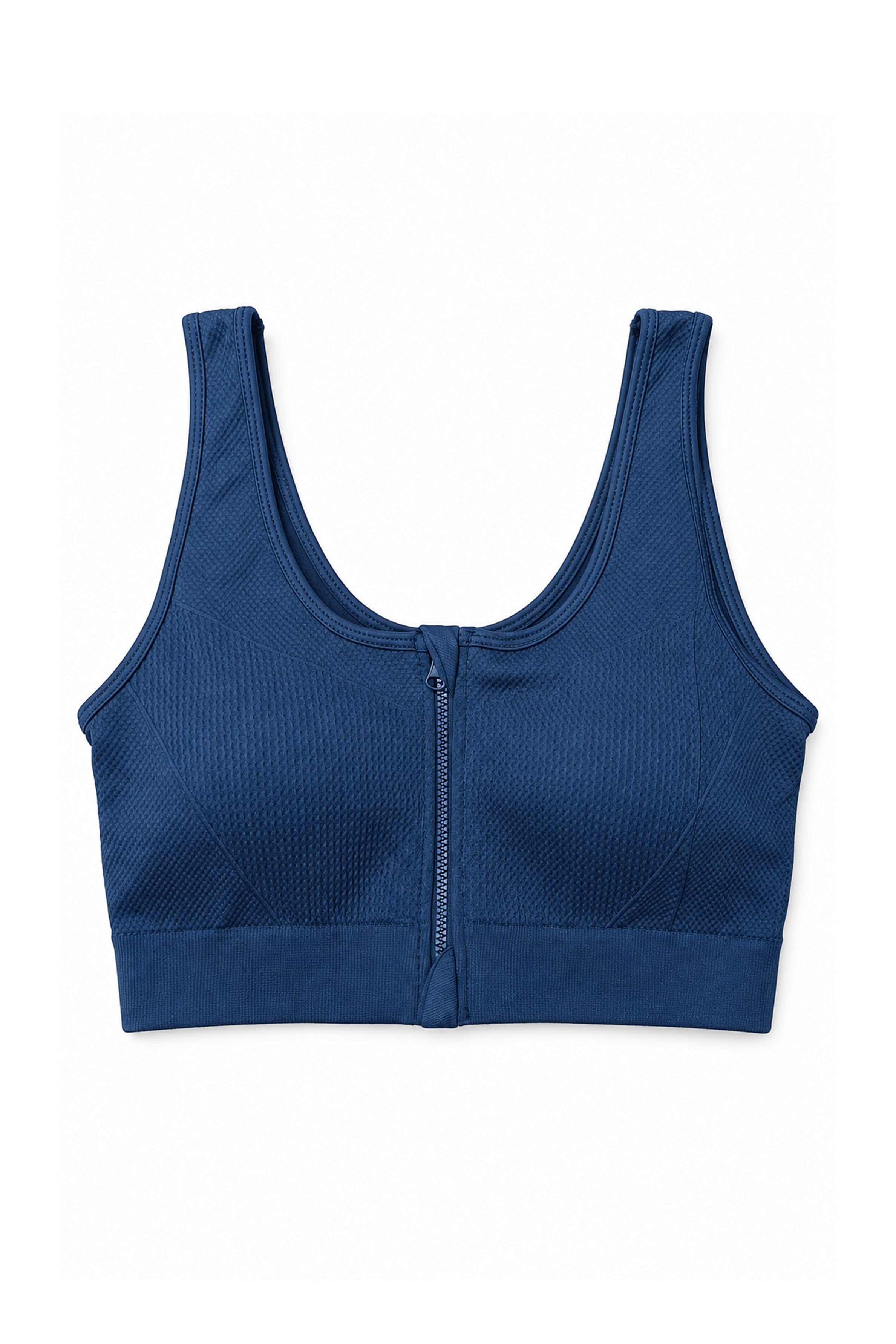 Women's Front Zip Padded Sports Bra - Navy