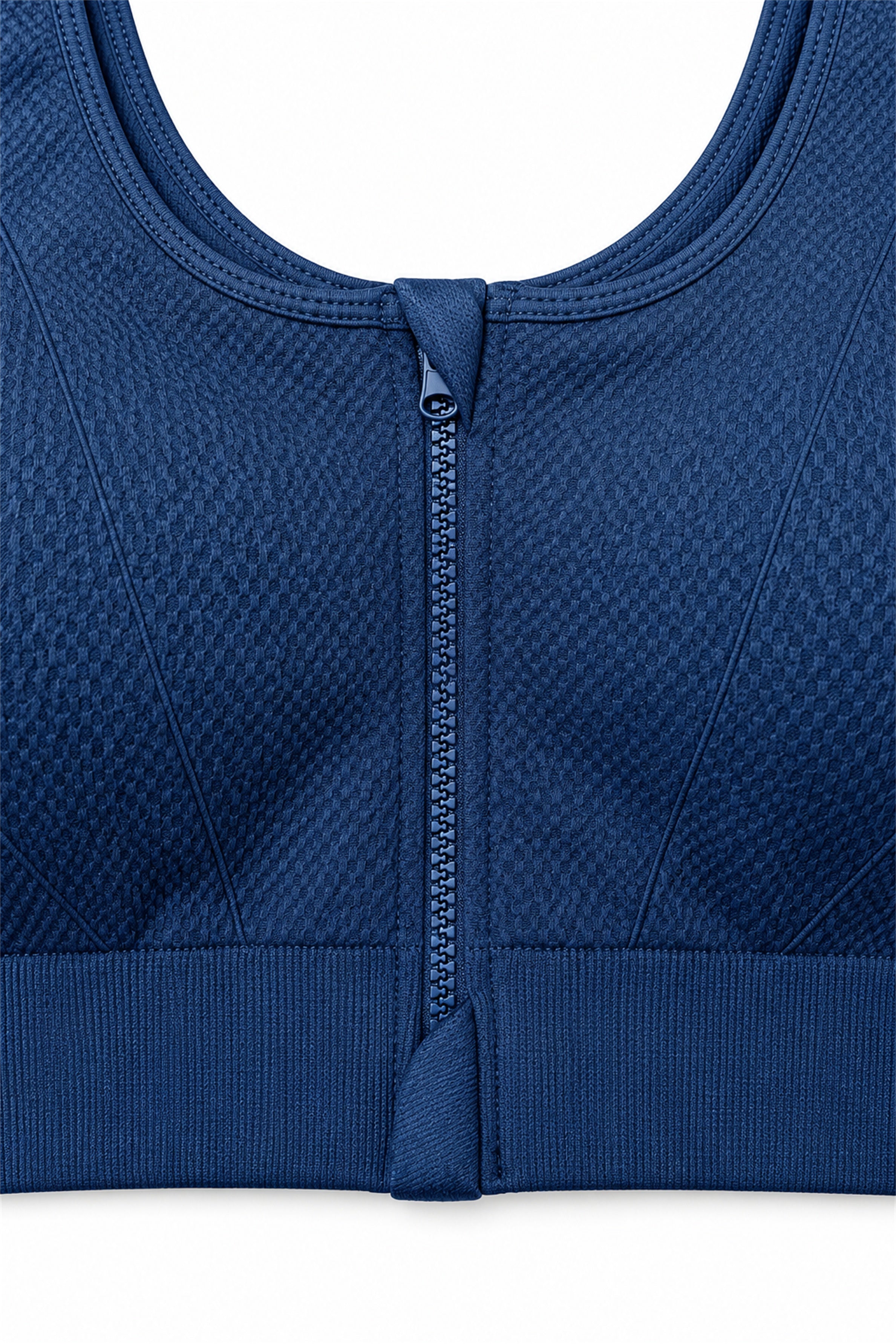 Women's Front Zip Padded Sports Bra - Navy