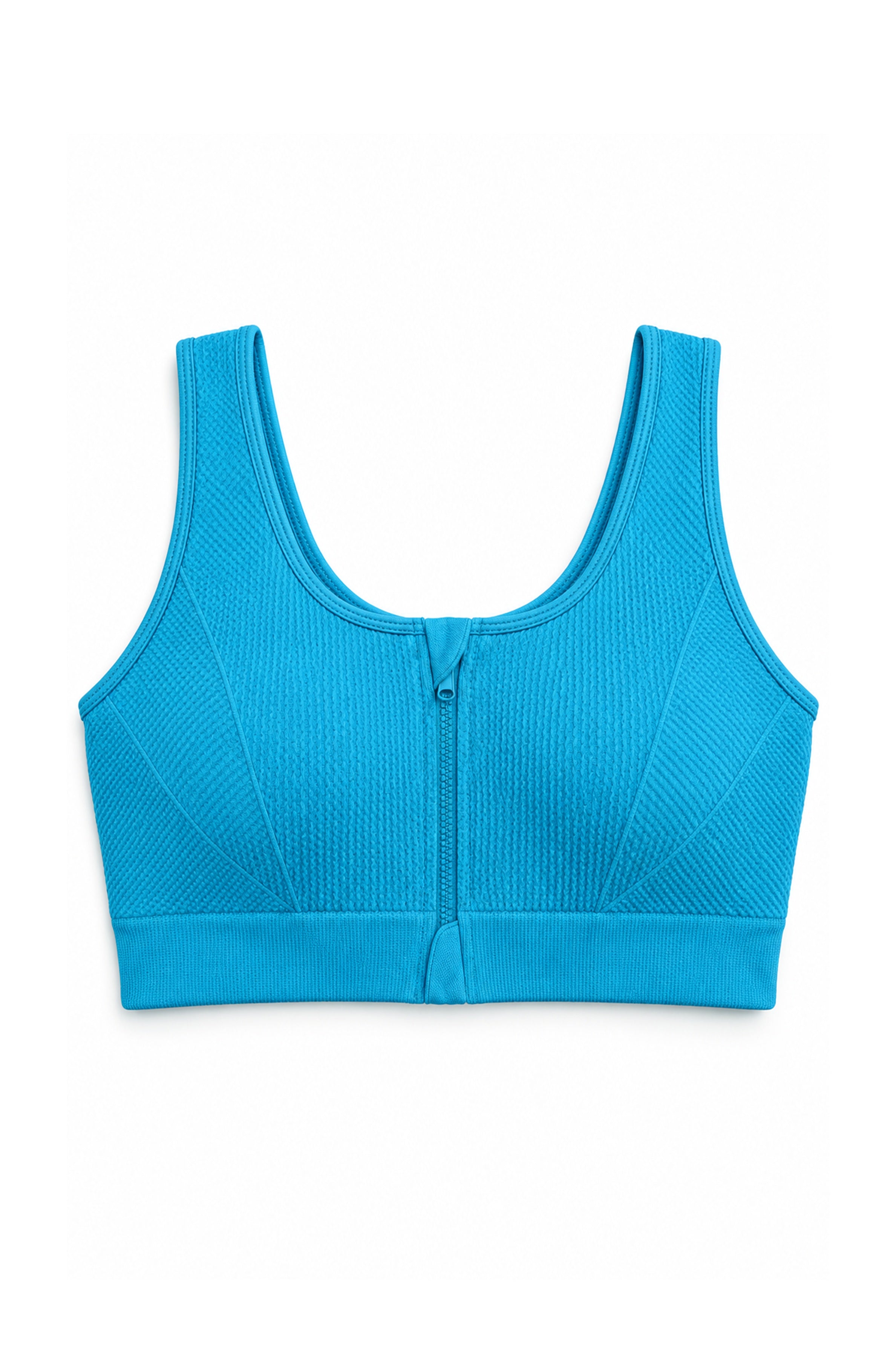 Women's Front Zip Padded Sports Bra - Light Blue