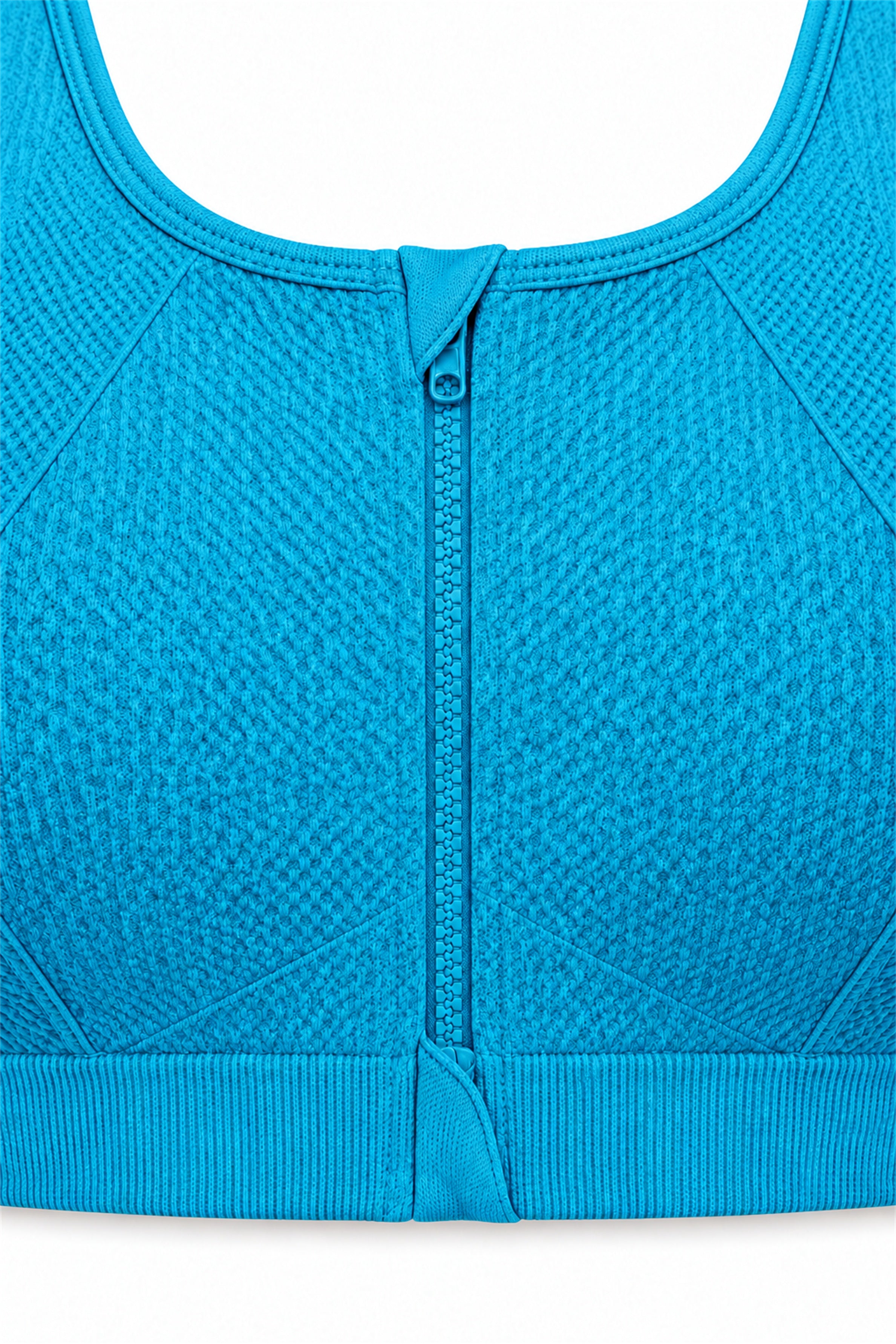 Women's Front Zip Padded Sports Bra - Light Blue
