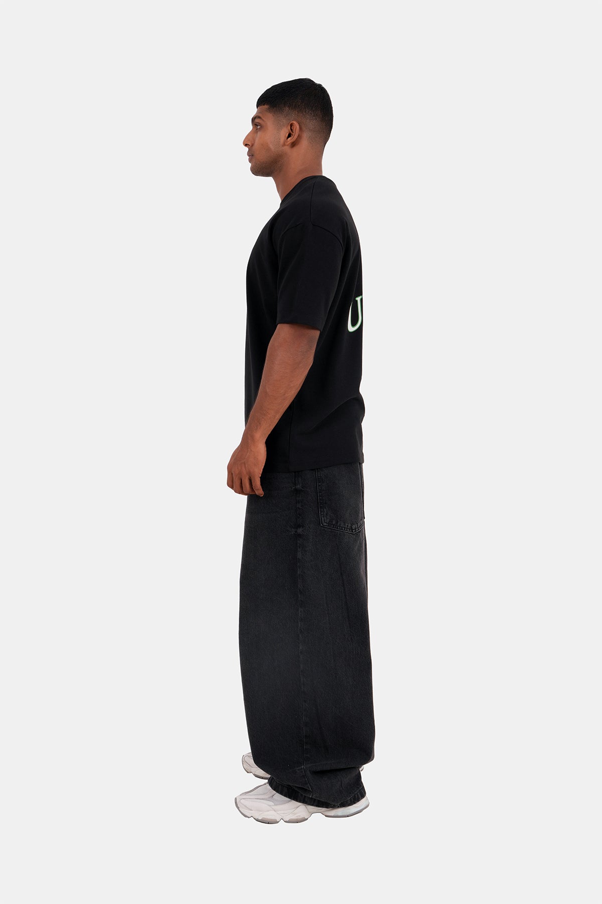 Hustle Backprint Relax Fit Casual T-Shirt