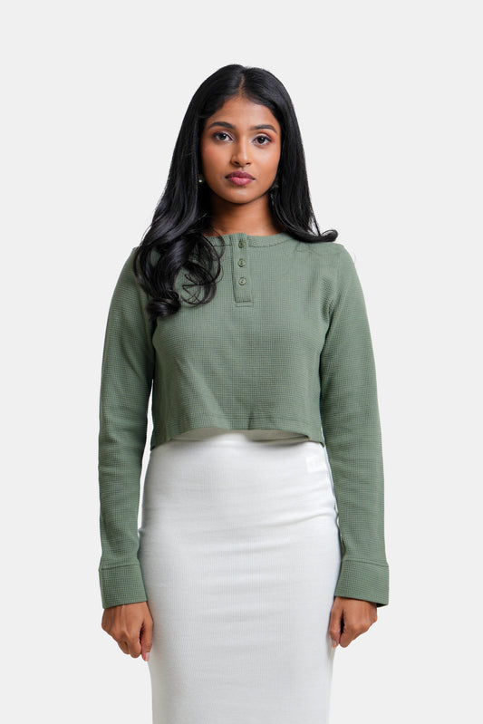 Modano Women's Long Sleeve Crop Top - Casual Wear