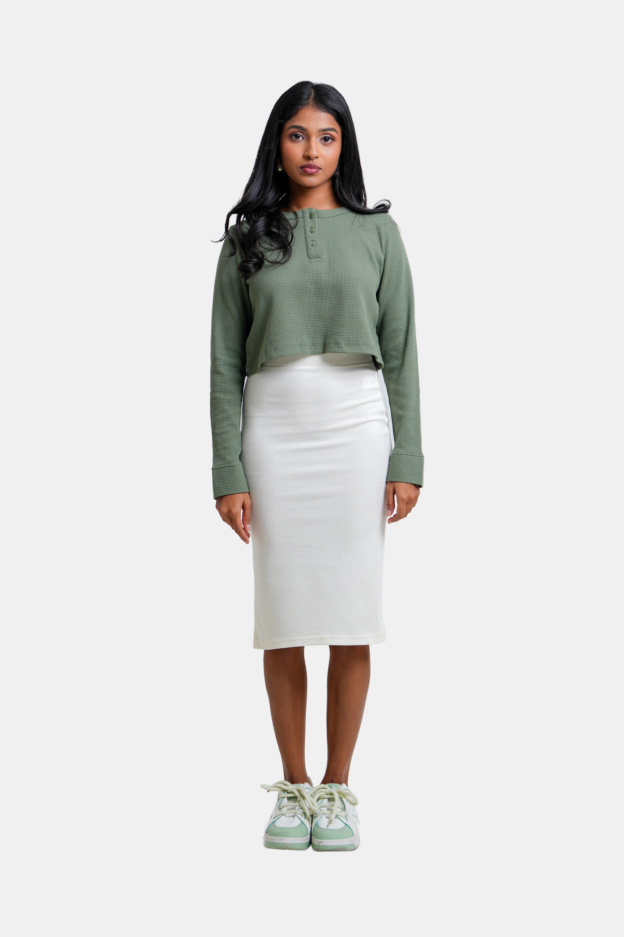 Modano Women's Long Sleeve Crop Top - Casual Wear