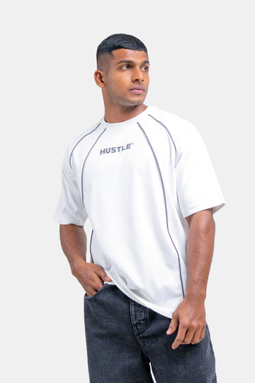 Hustle Men's Crew Neck T-Shirt - White & Black