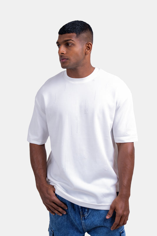 Hustle Men's Crew Neck T-Shirt - White & Black