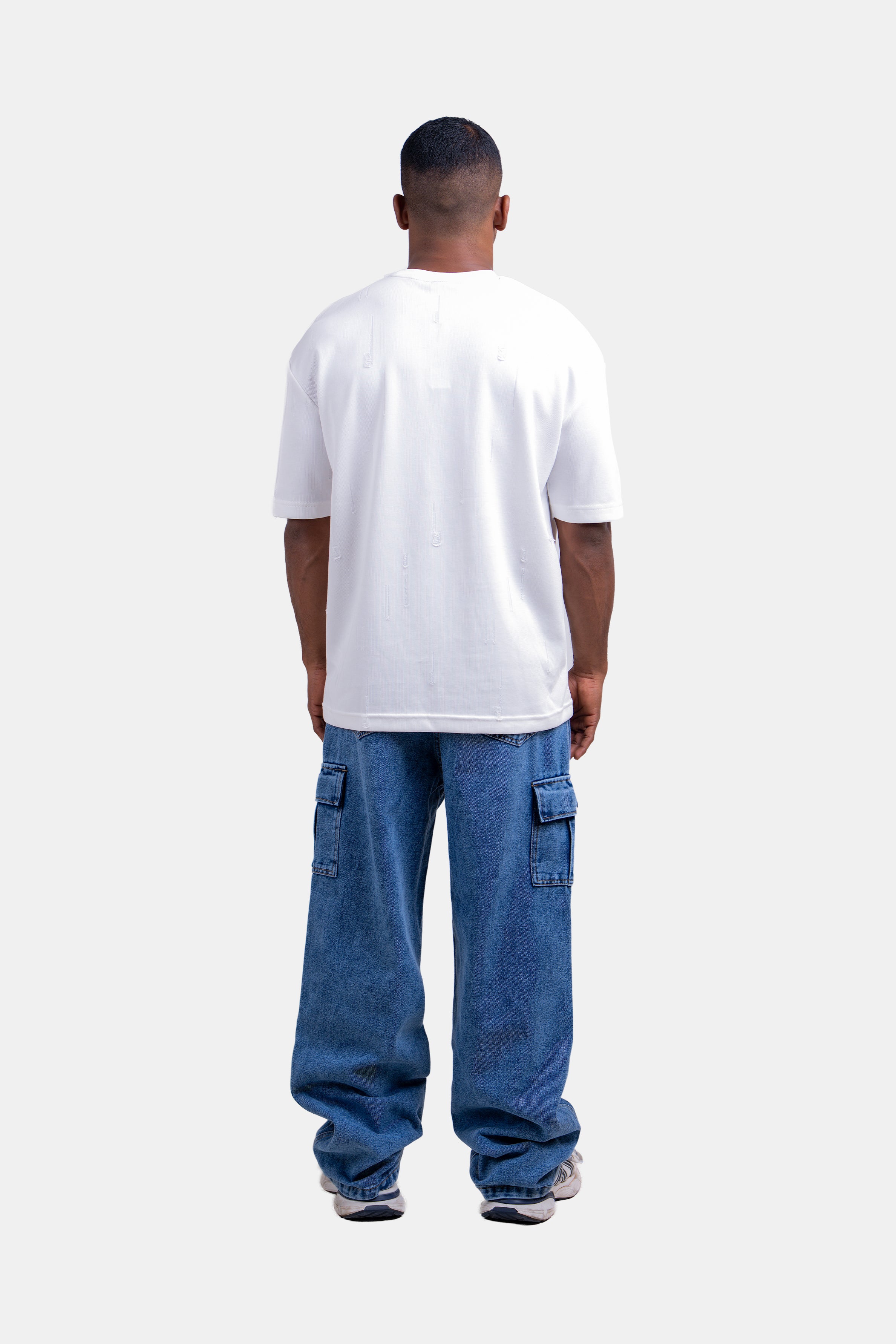 Hustle Men's Crew Neck T-Shirt - White & Black