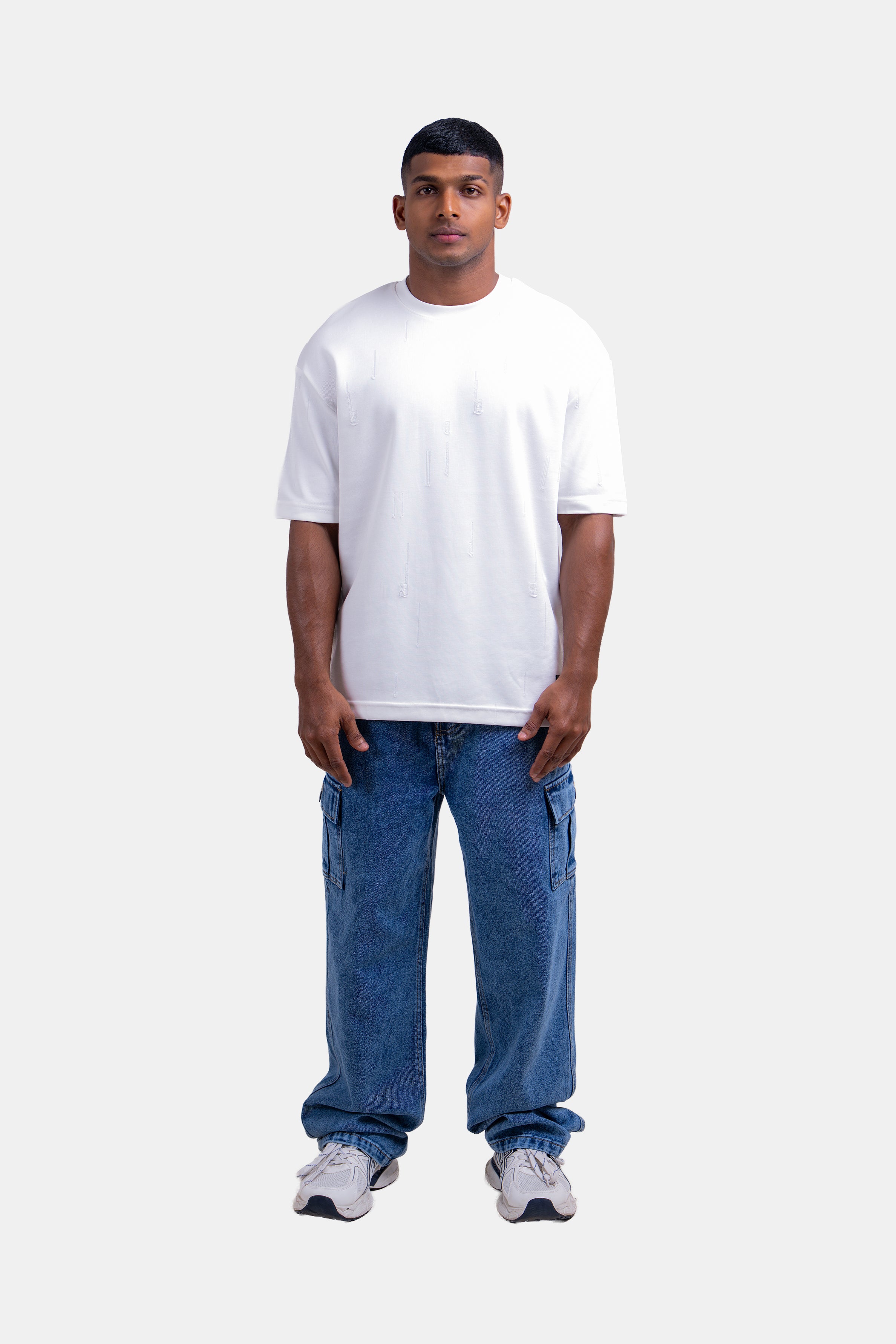 Hustle Men's Crew Neck T-Shirt - White & Black