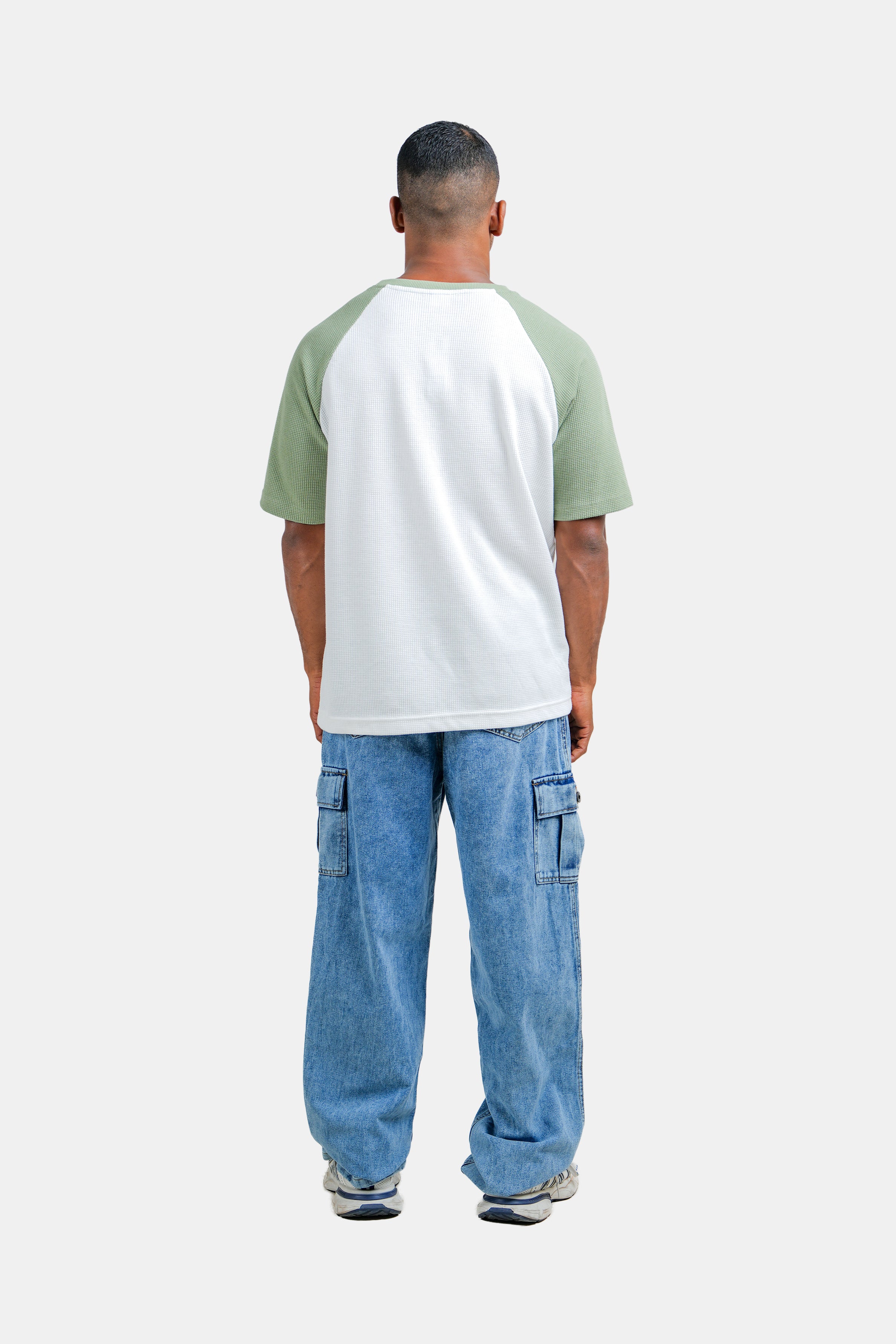 Hustle Men's Crew Neck T-Shirt - Cloud Dancer, Naval Academy & Green