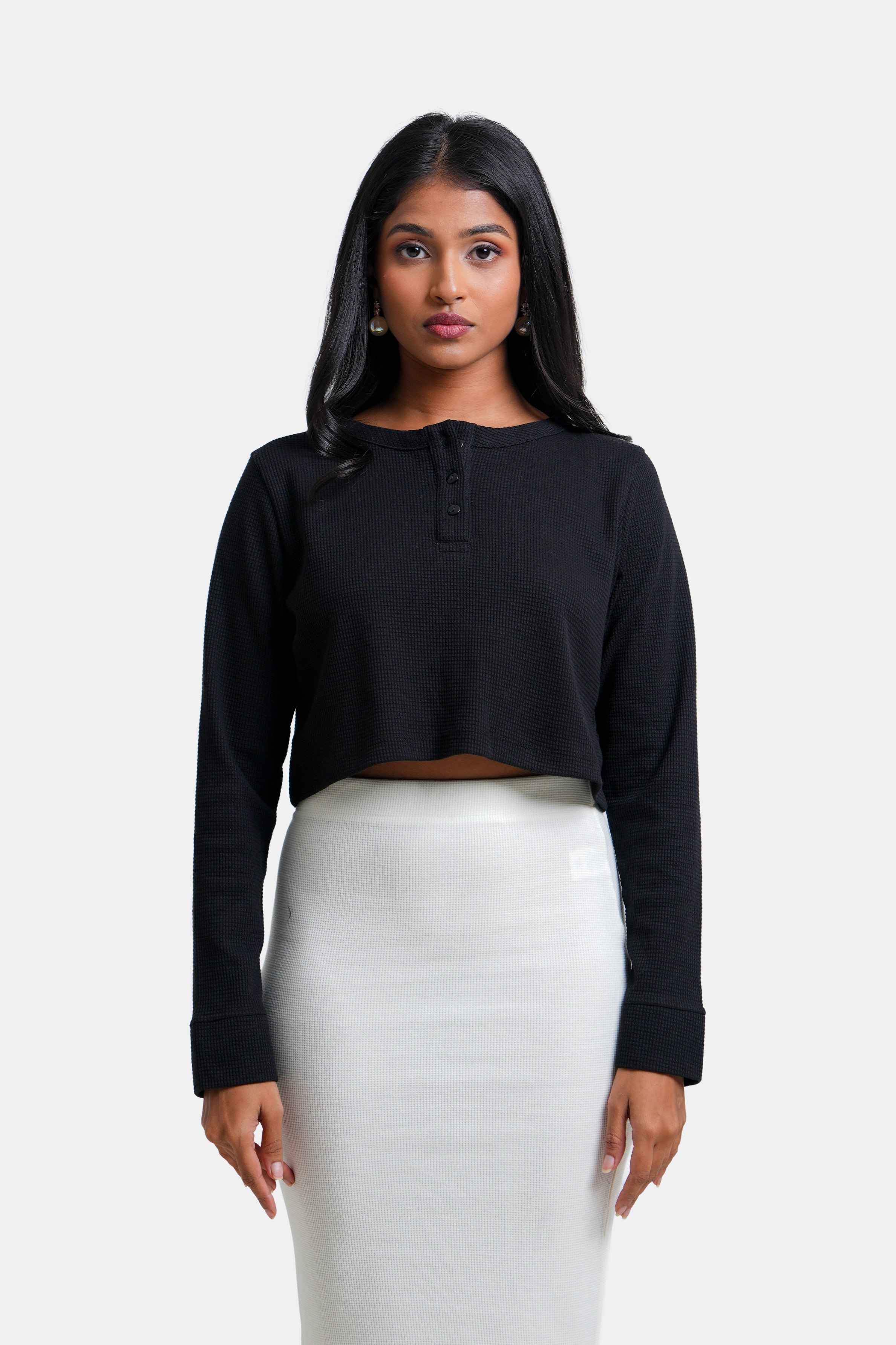 Modano Women's Long Sleeve Crop Top - Casual Wear