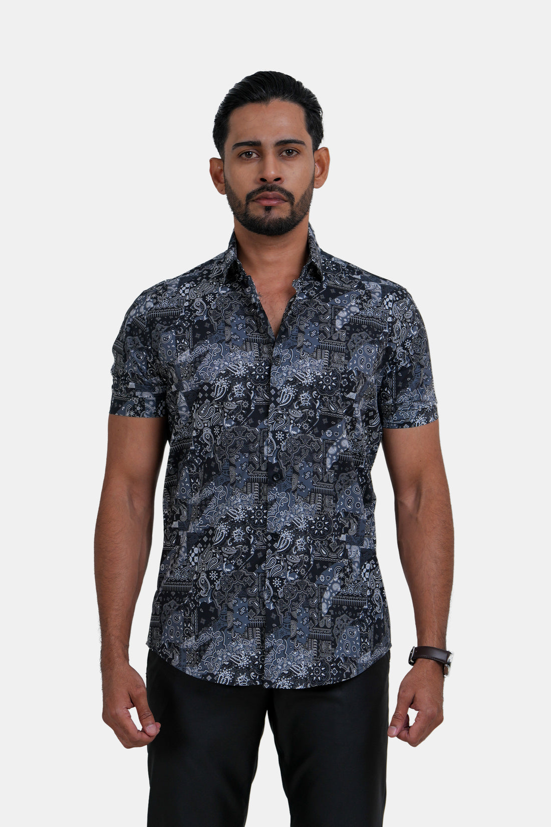 King Street Men’s Slim Fit Short Sleeve Casual Shirt