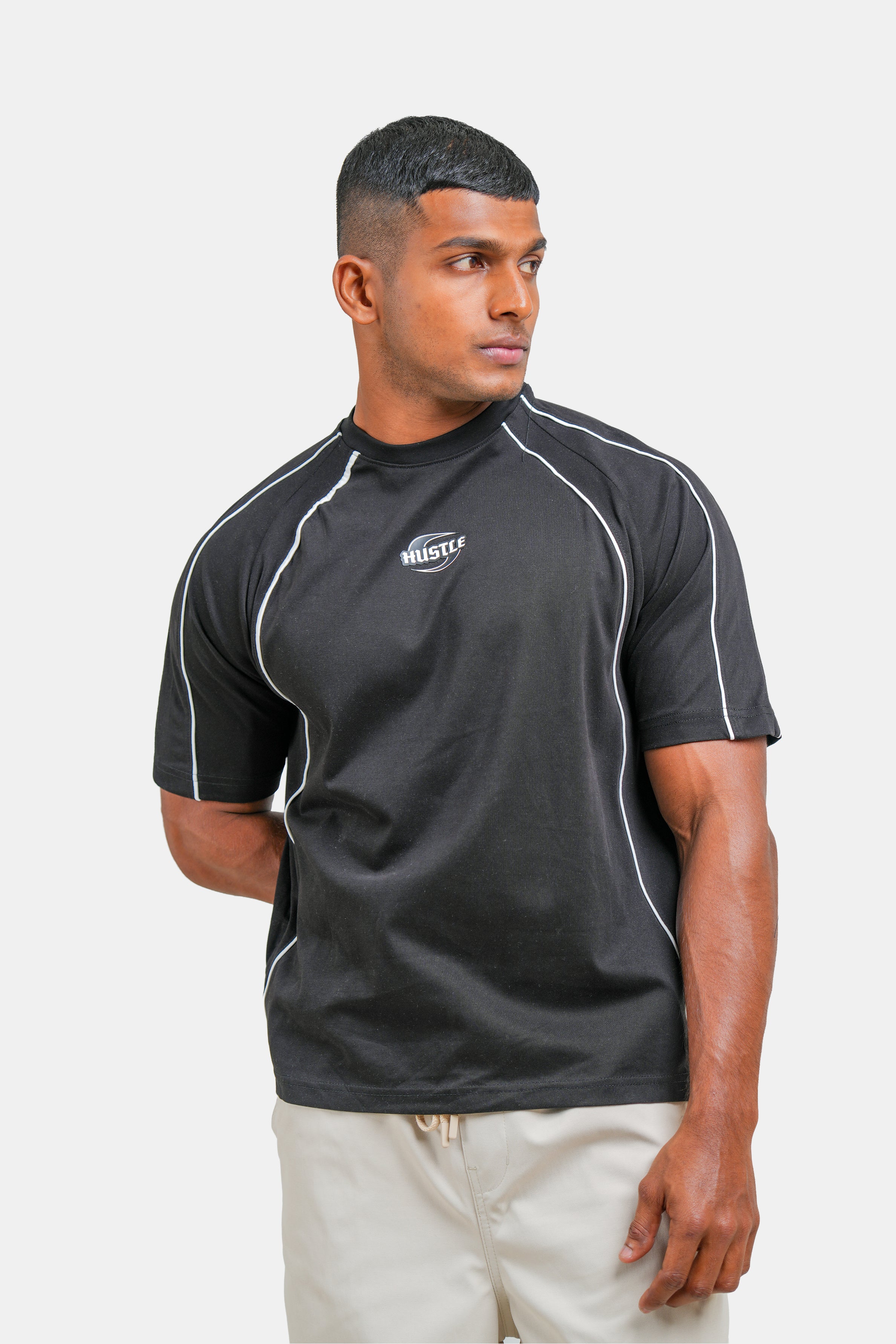 Hustle Men's Crew Neck T-Shirt - Black