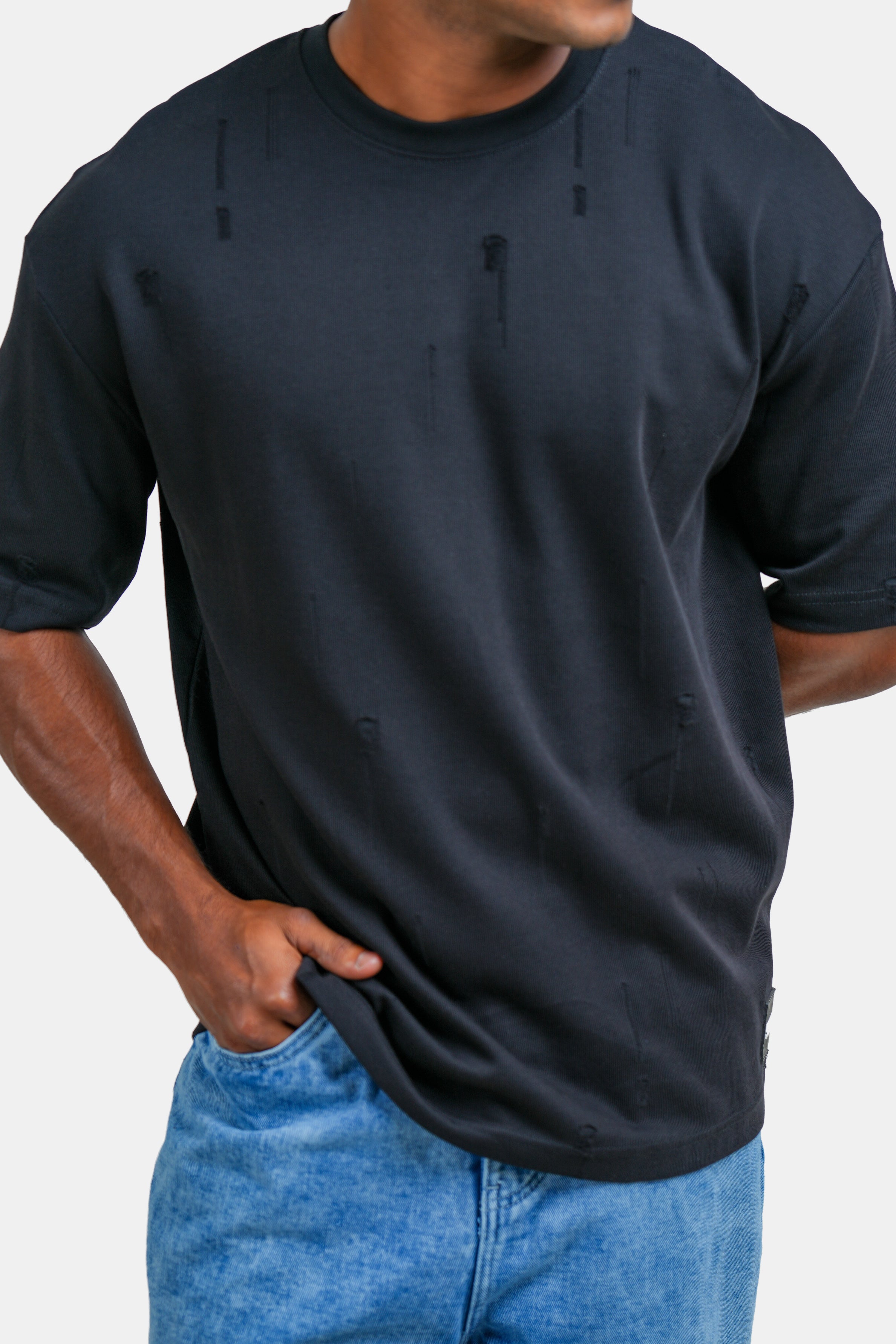 Hustle Men's Crew Neck T-Shirt - White & Black