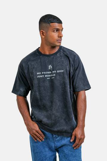 Hustle Men's Crew Neck T-Shirt - Black, Indigo & Khaki