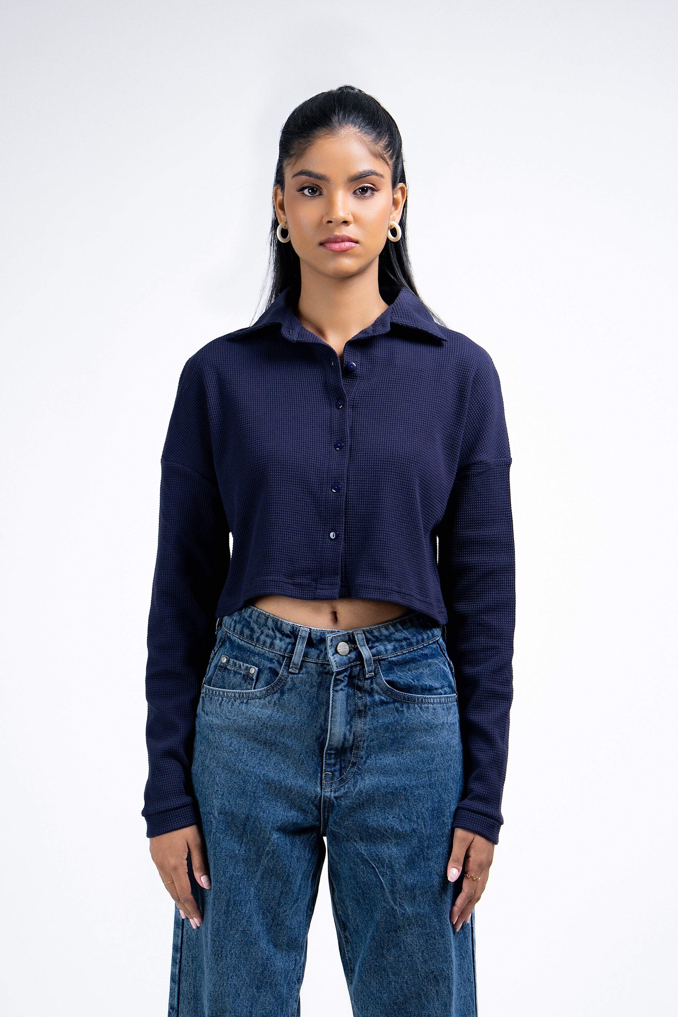 Modano Women's Long Sleeve Crop Shirt - Casual Wear