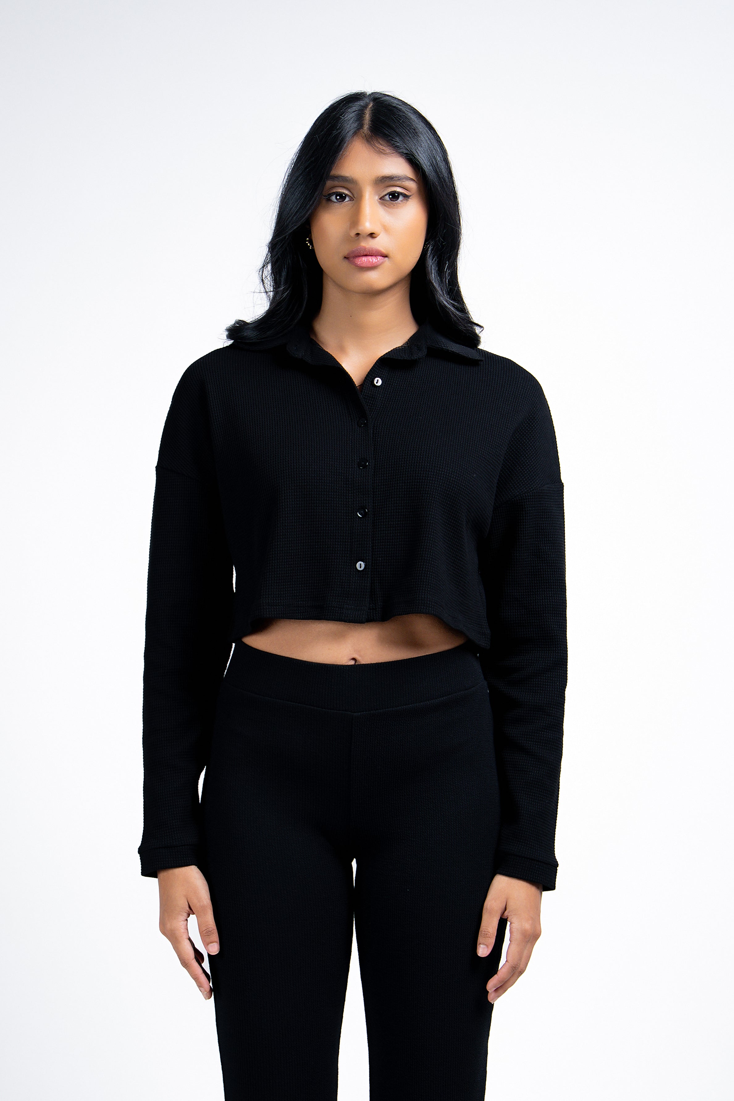 Modano Women's Long Sleeve Crop Shirt - Casual Wear