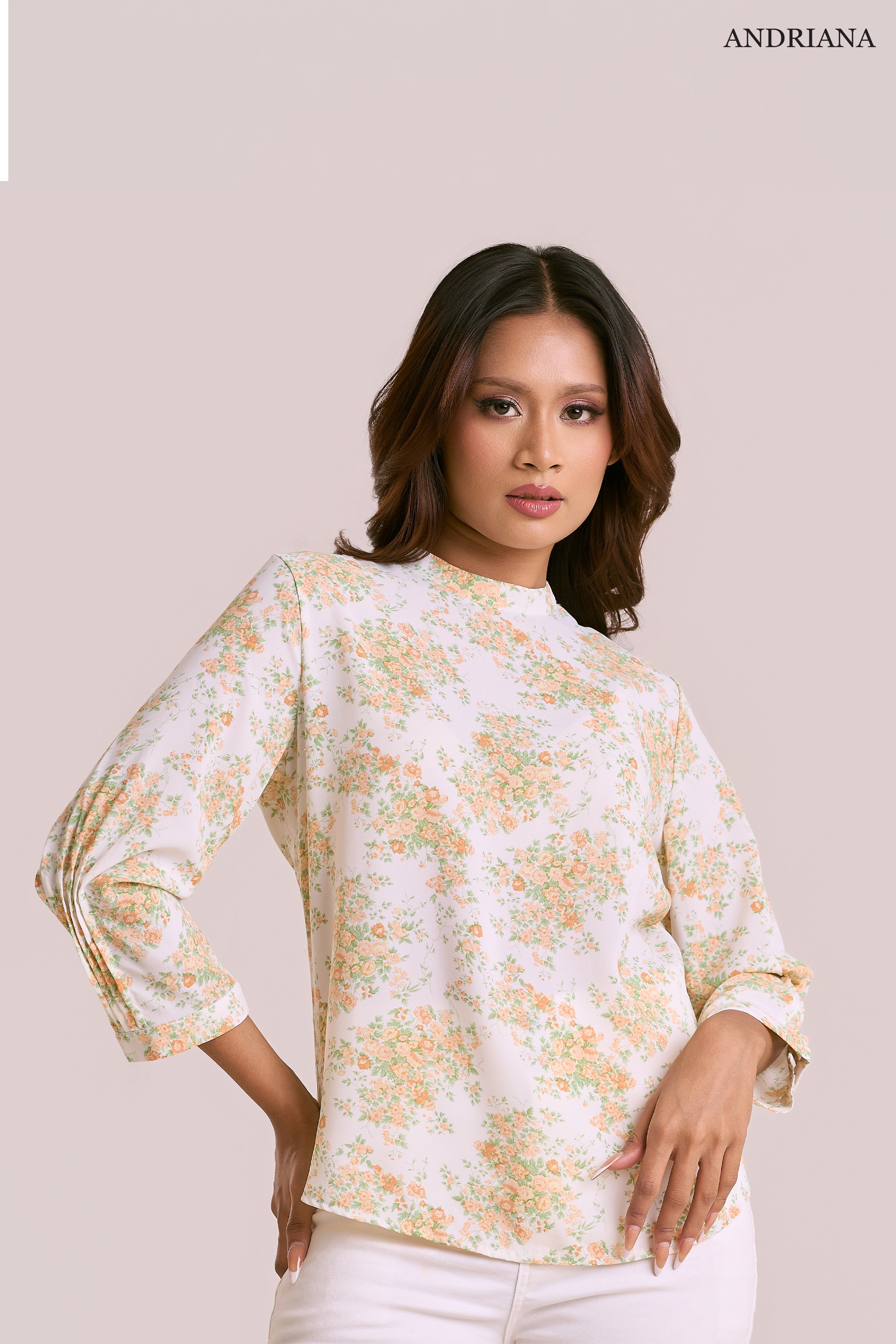 ANDRIANA Women's Floral Formal Blouse